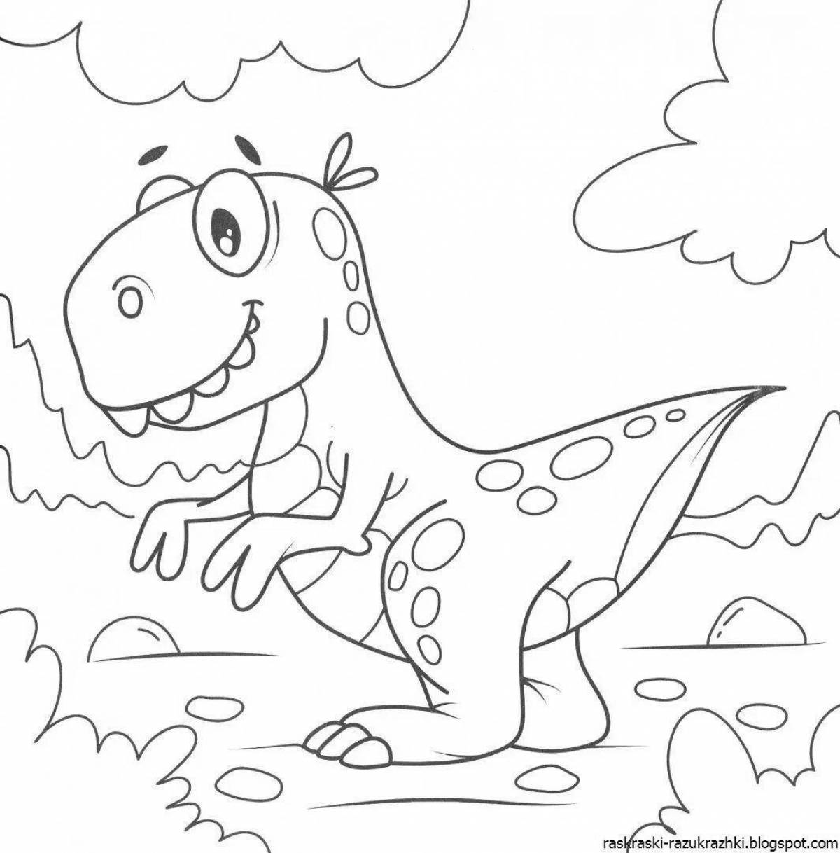 Раскраски с игривыми динозаврами для детей 3-4 лет