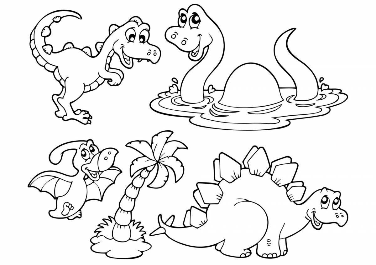 Living dinosaurs coloring for children 3-4 years old
