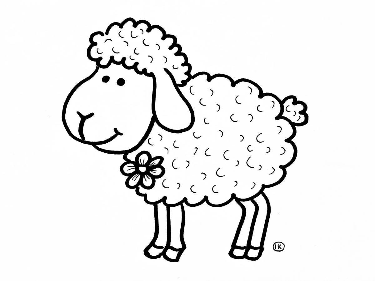 Красочная раскраска овца для детей 2-3 лет