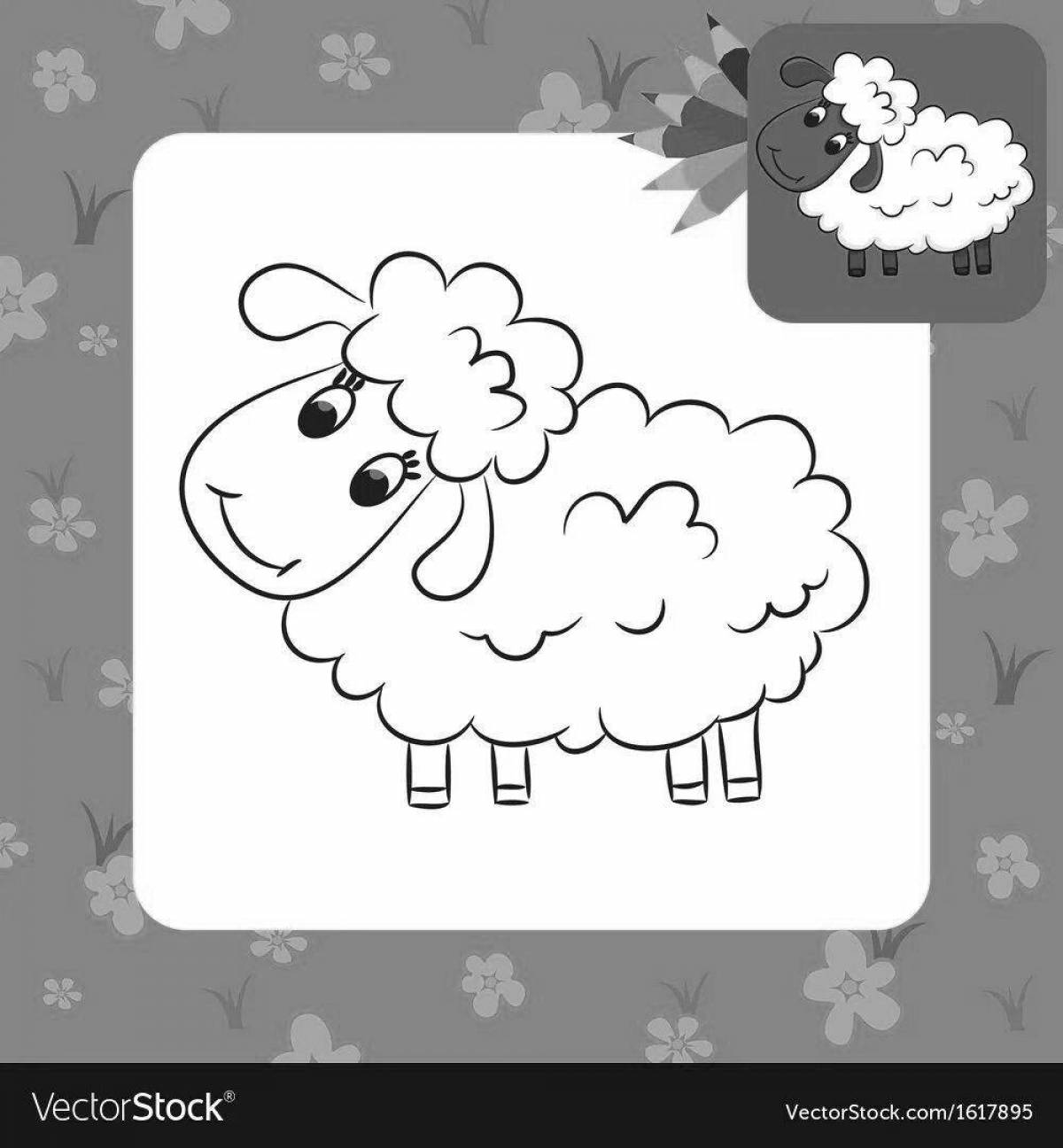 Playful sheep coloring book for 2-3 year olds