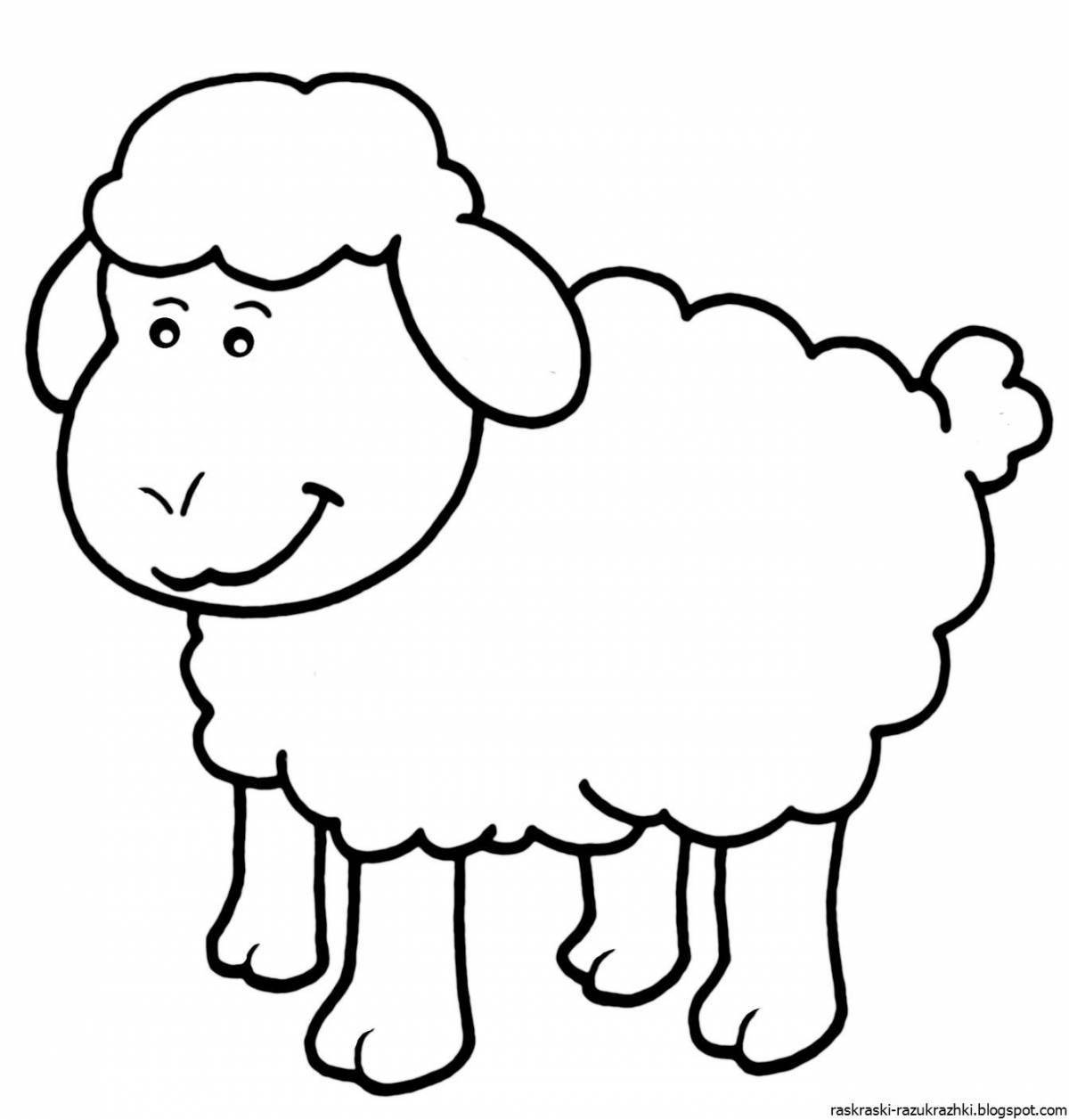 Раскраска милая овечка для детей 2-3 лет