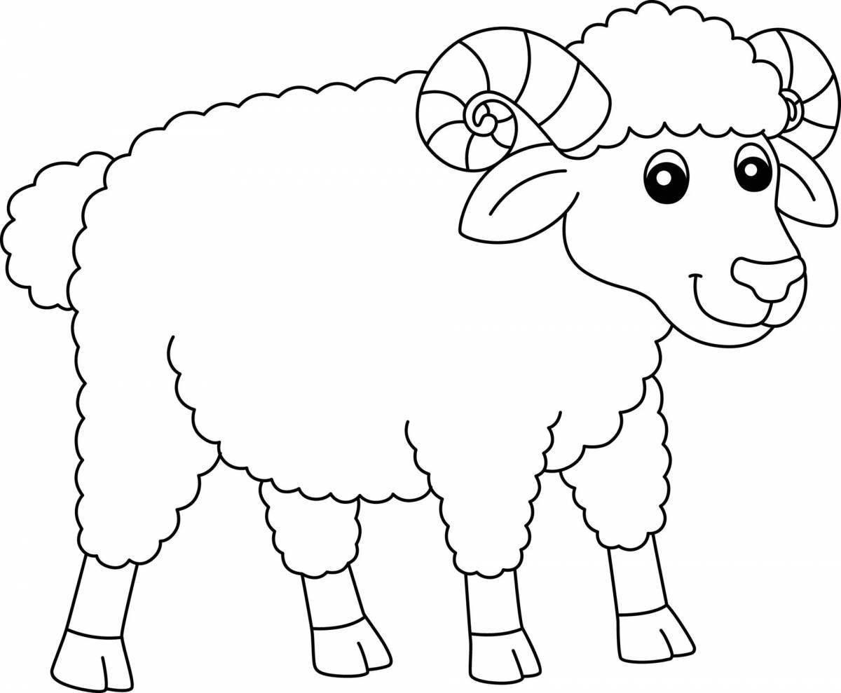 Веселая раскраска овечка для детей 2-3 лет