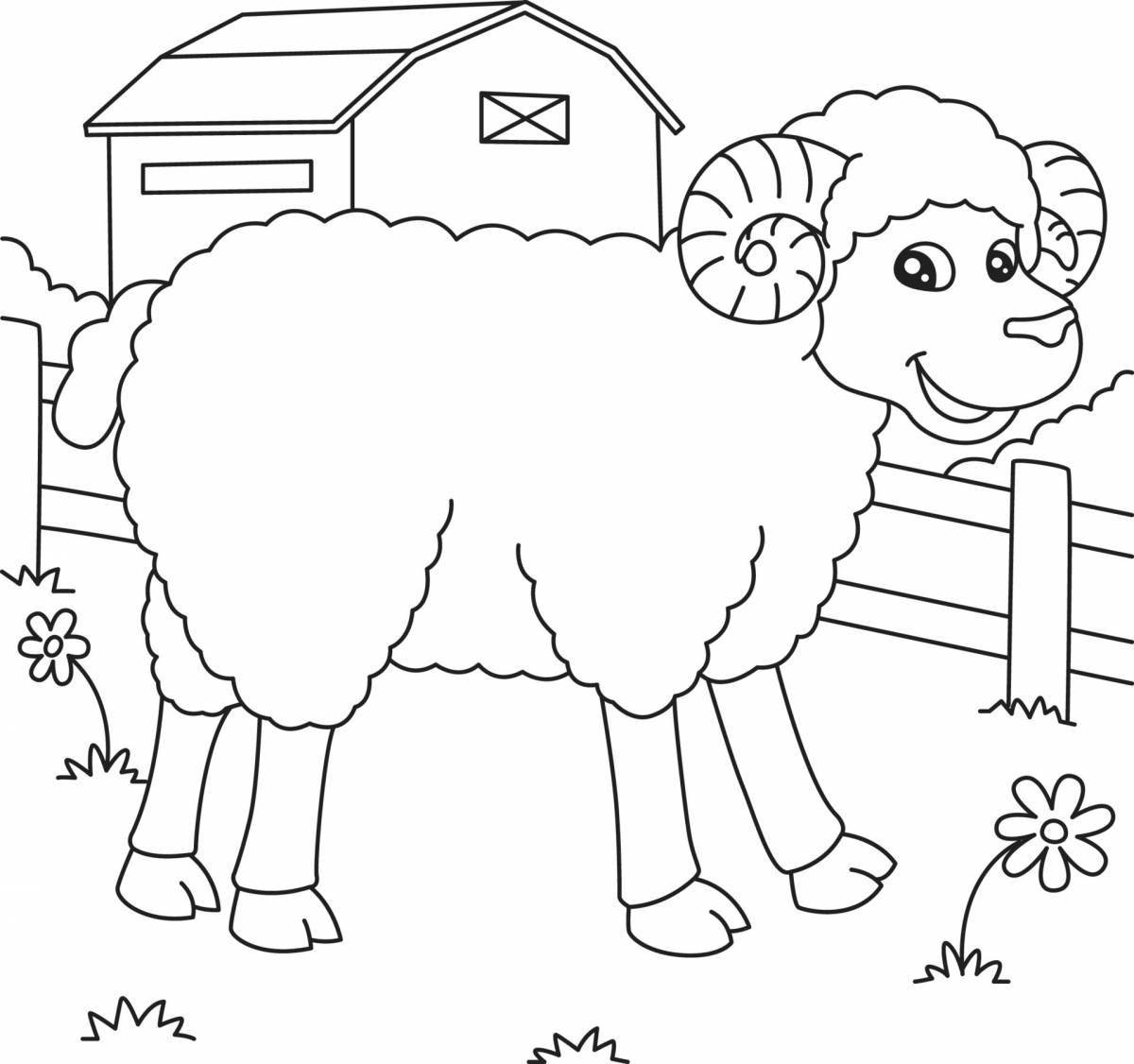 Восхитительная раскраска овечка для детей 2-3 лет