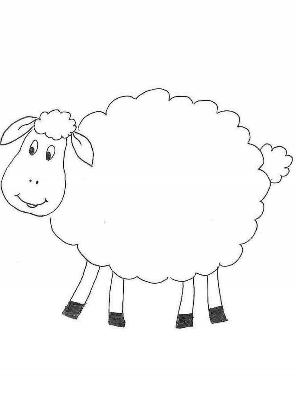 Раскраска сверкающая овечка для детей 2-3 лет