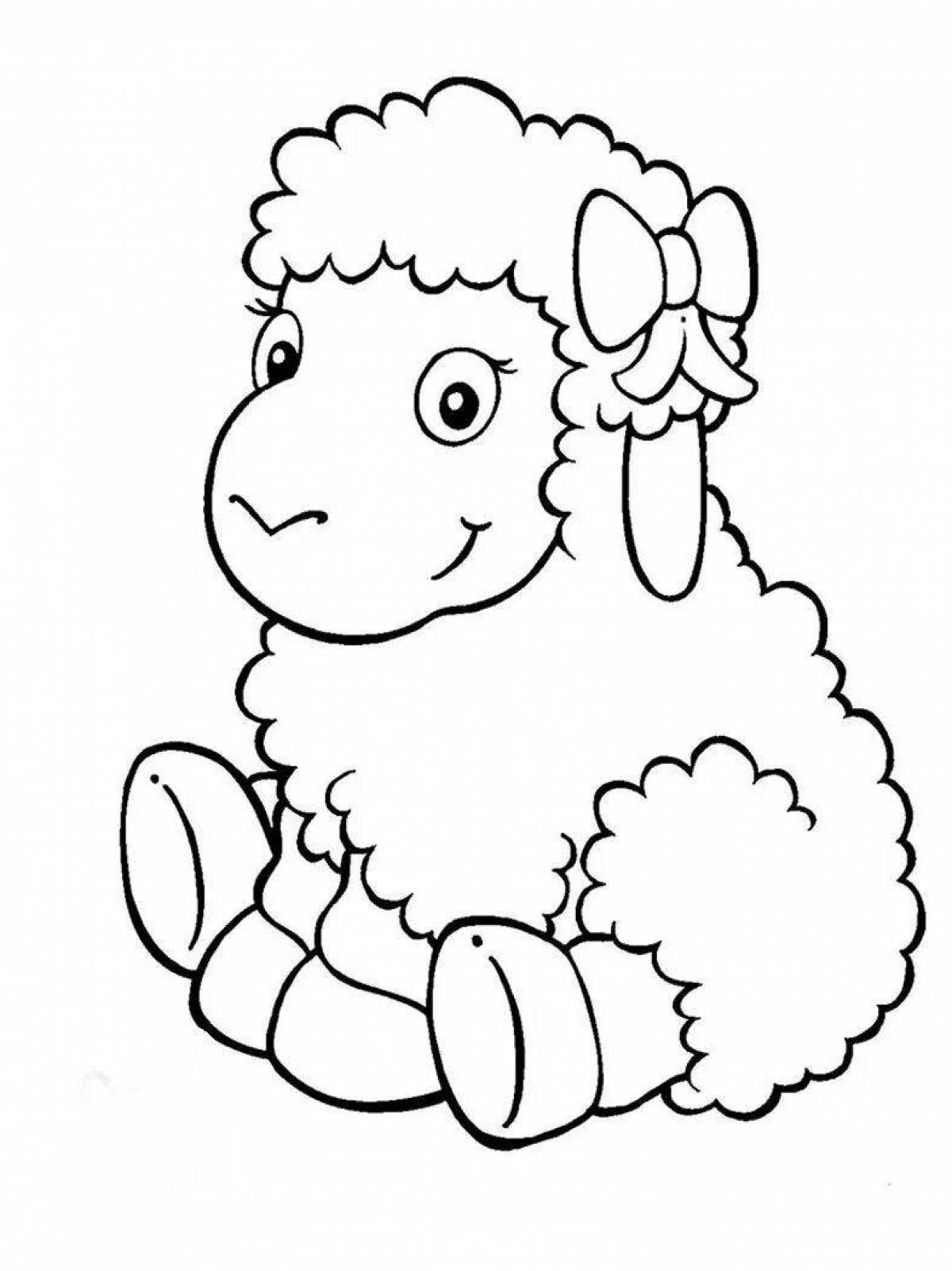 Раскраска сияющая овца для детей 2-3 лет