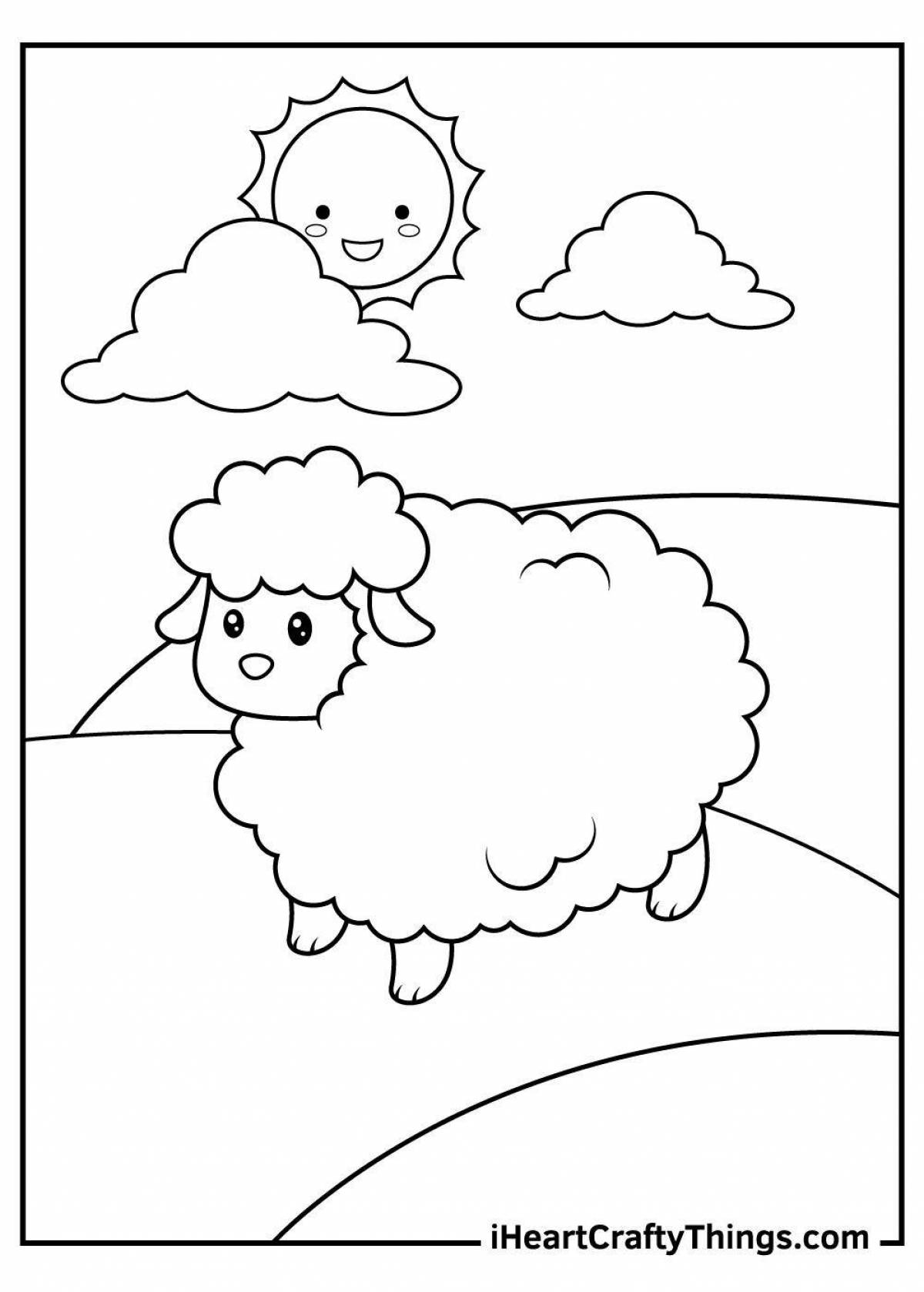 Блестящая овечка-раскраска для детей 2-3 лет