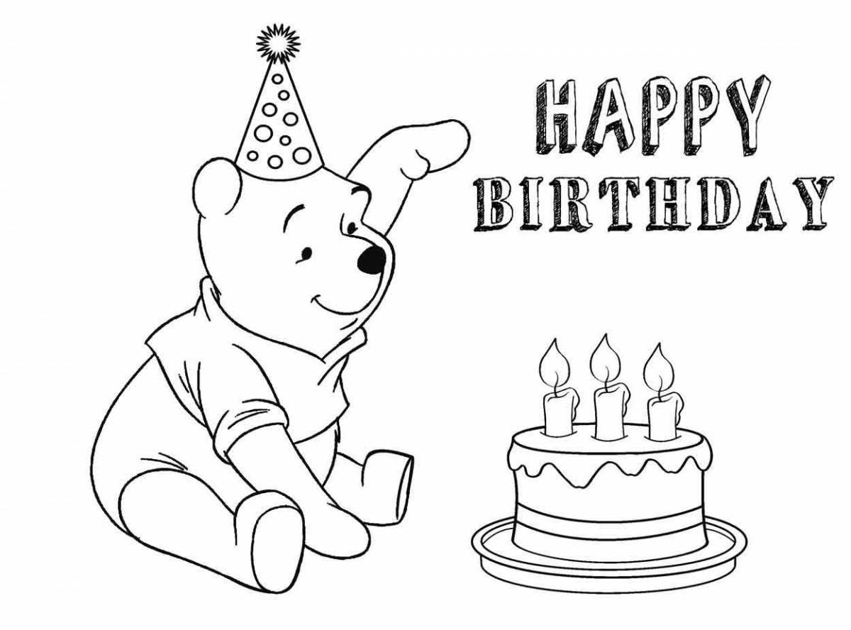 Playful dad happy birthday coloring page for kids