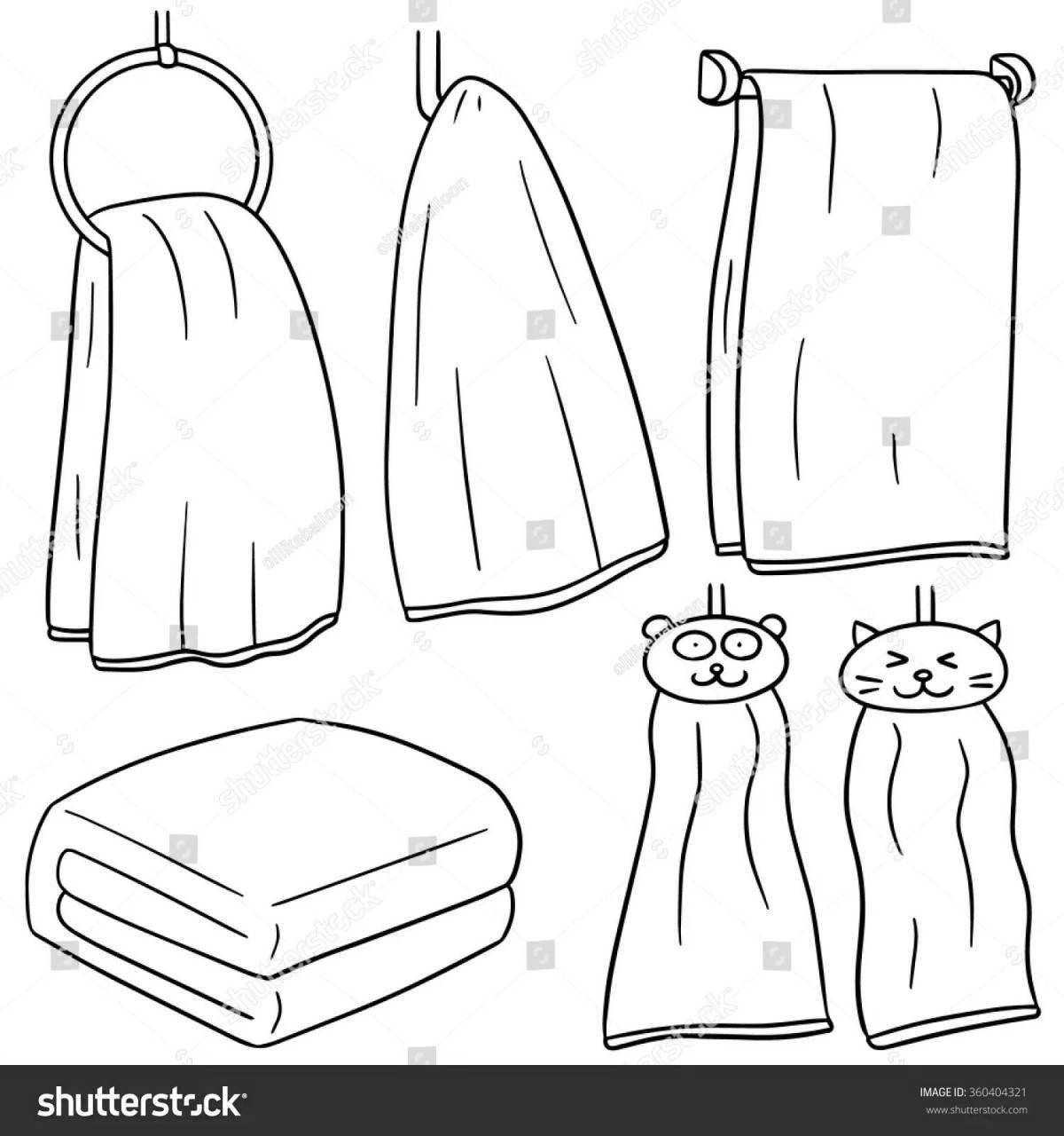 Colorful towel coloring page for 3-4 year olds