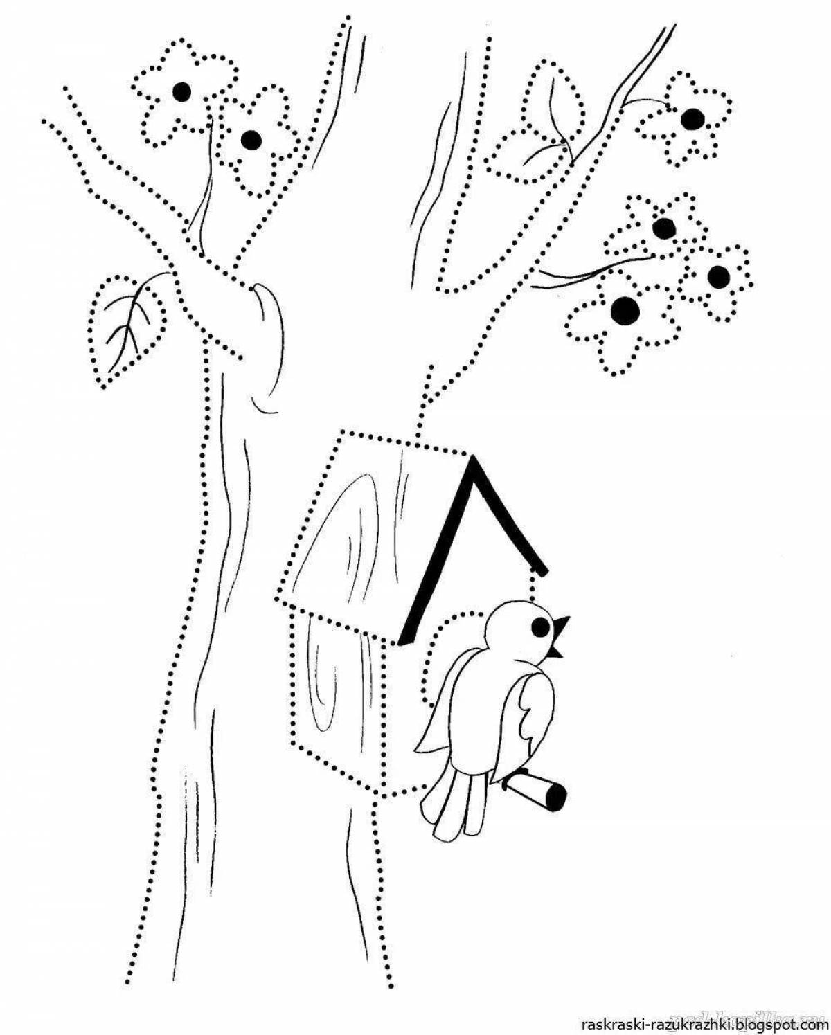 Adorable birdhouse coloring book for 3-4 year olds