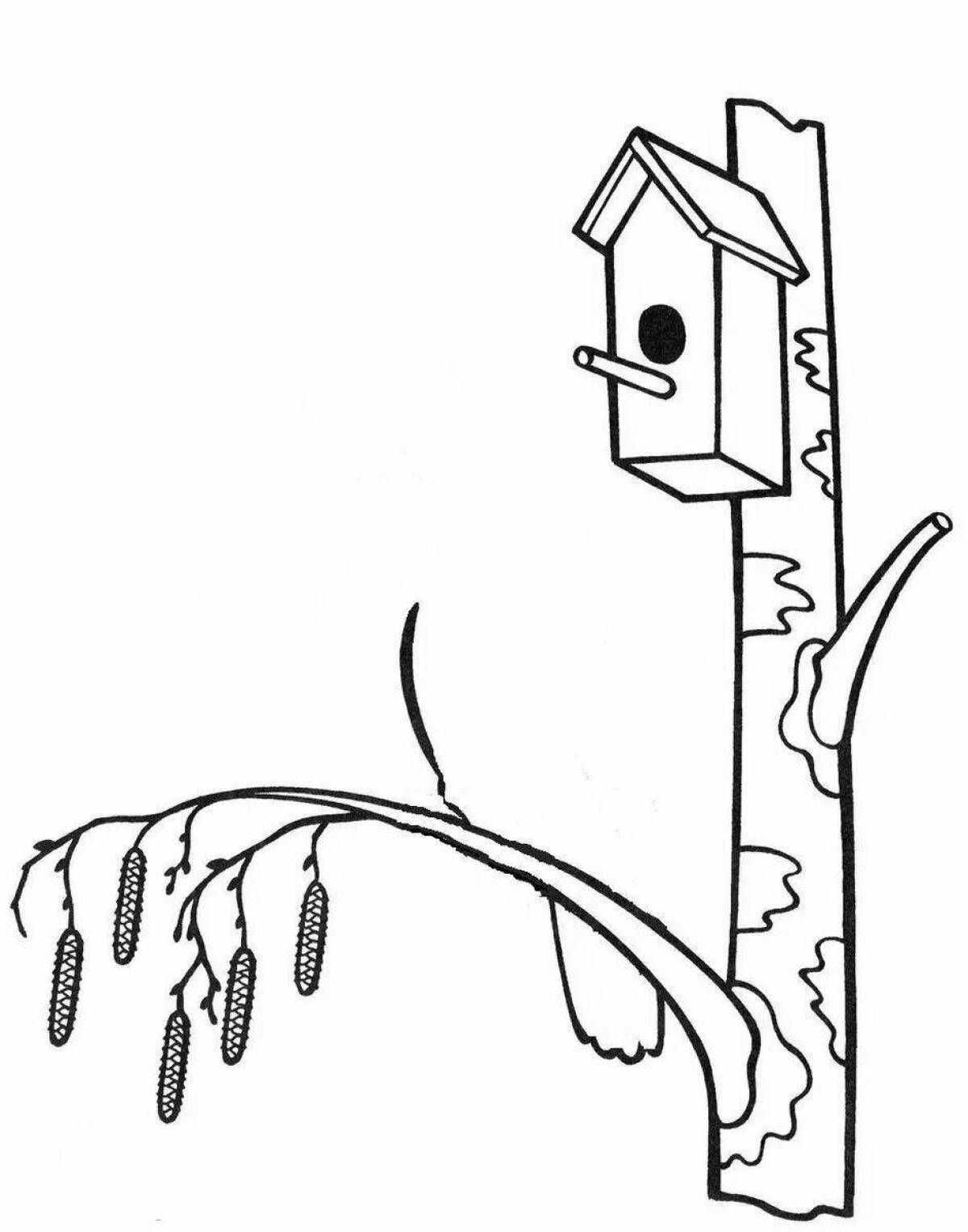 Fun coloring birdhouse for preschoolers 3-4 years old