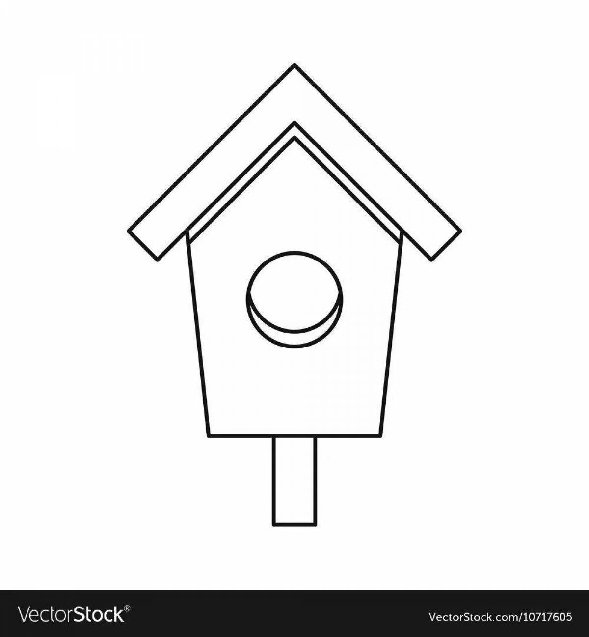 Amazing birdhouse coloring page for toddlers 3-4 years old