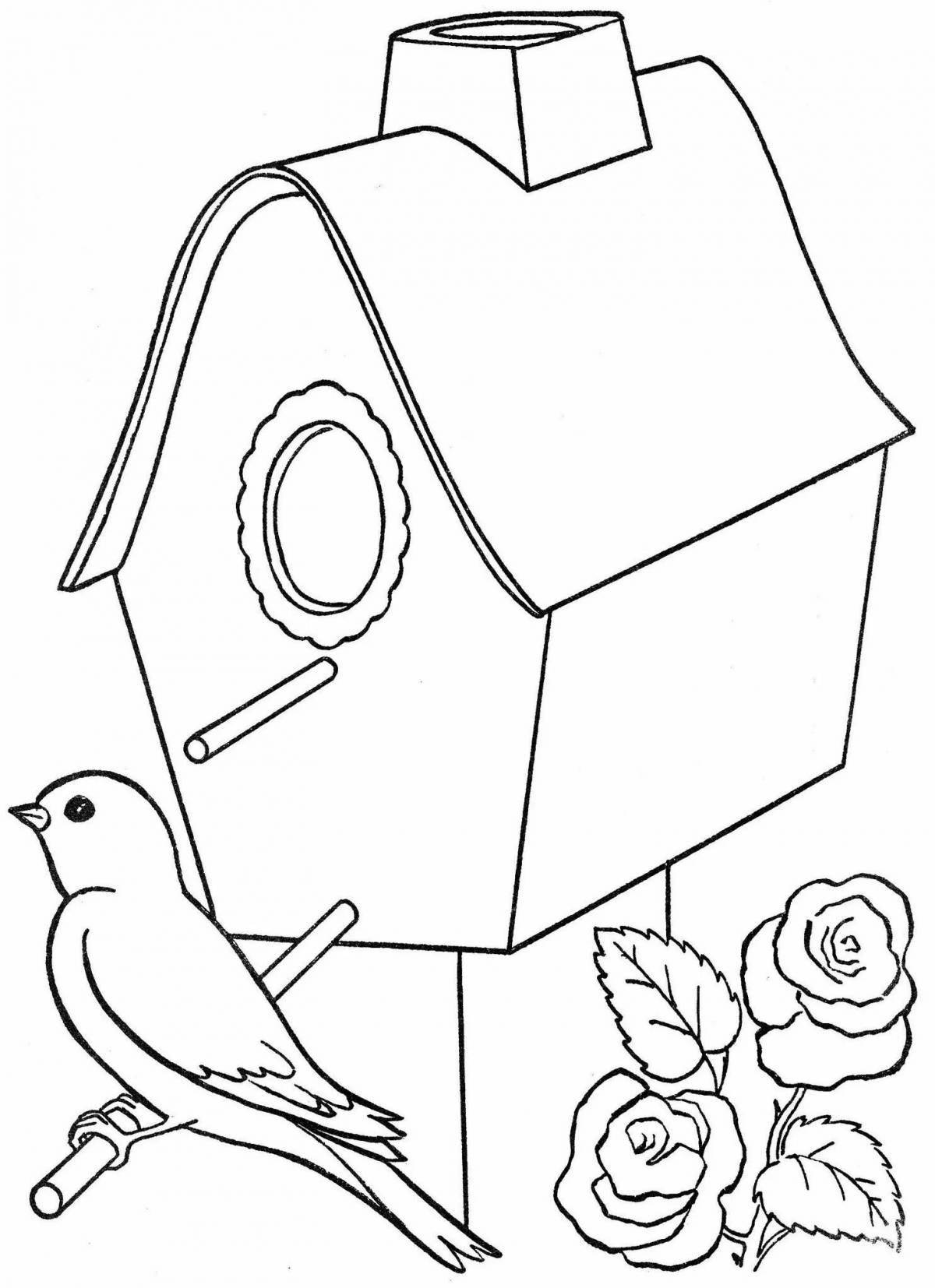 Incredible birdhouse coloring book for kids 3-4 years old