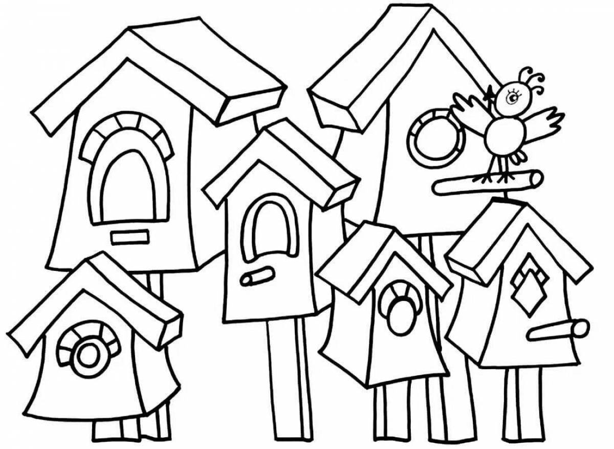 Spectacular birdhouse coloring book for preschoolers 3-4 years old