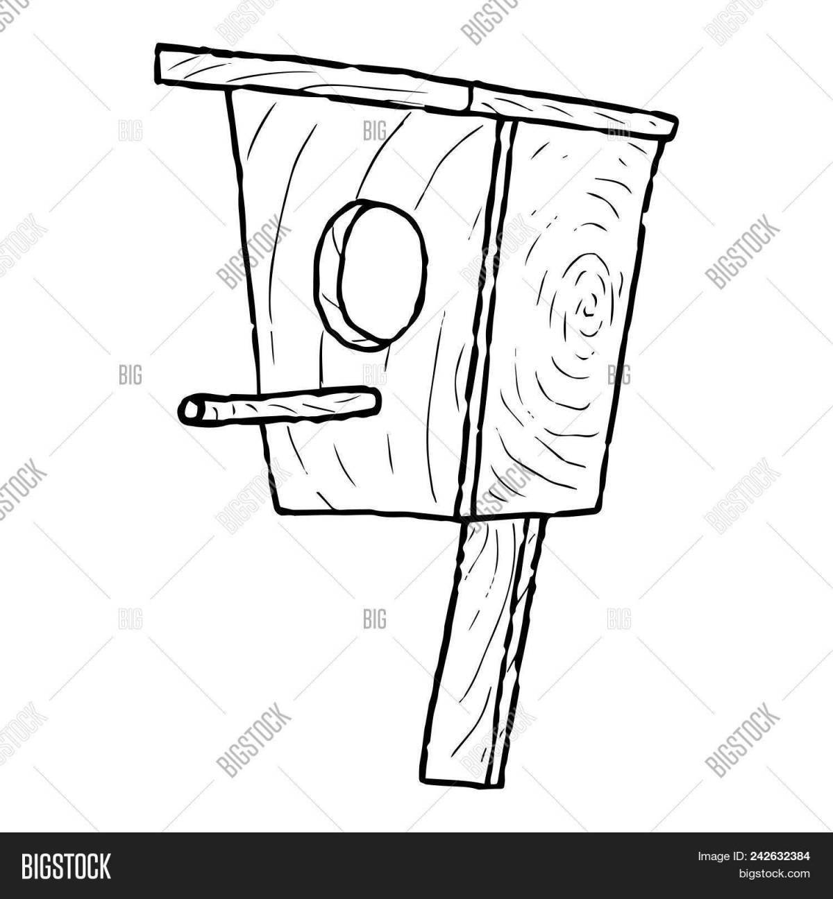 Coloring book dazzling birdhouse for children 3-4 years old