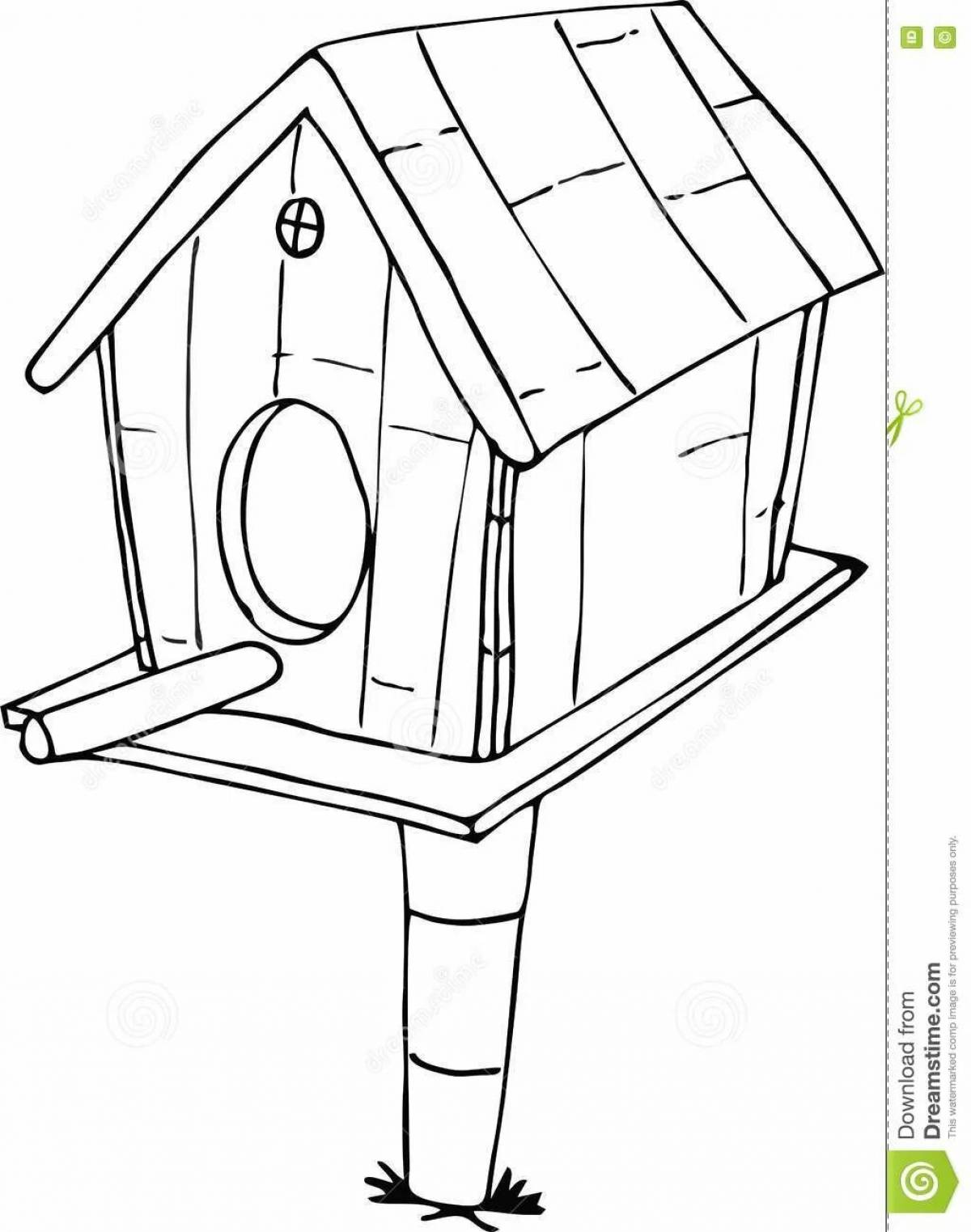 Glamorous birdhouse coloring book for preschoolers 3-4 years old