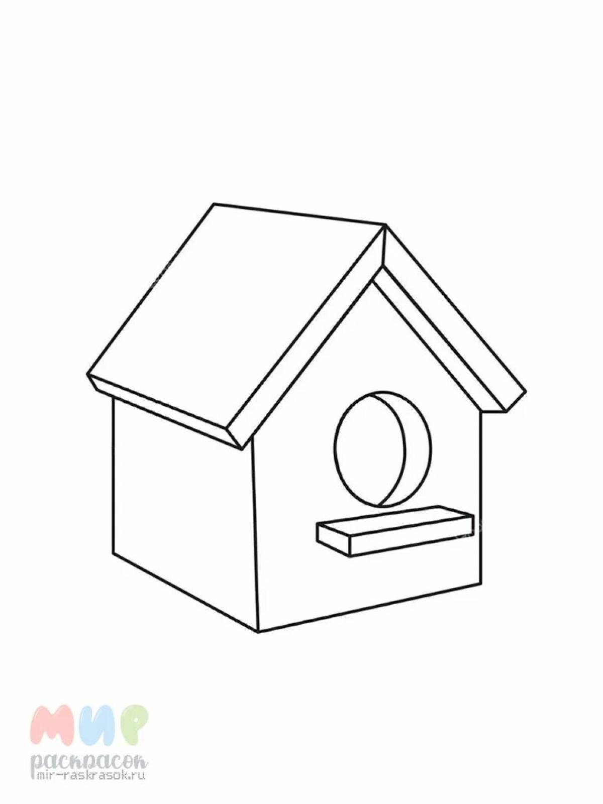 Elegant birdhouse coloring book for toddlers 3-4