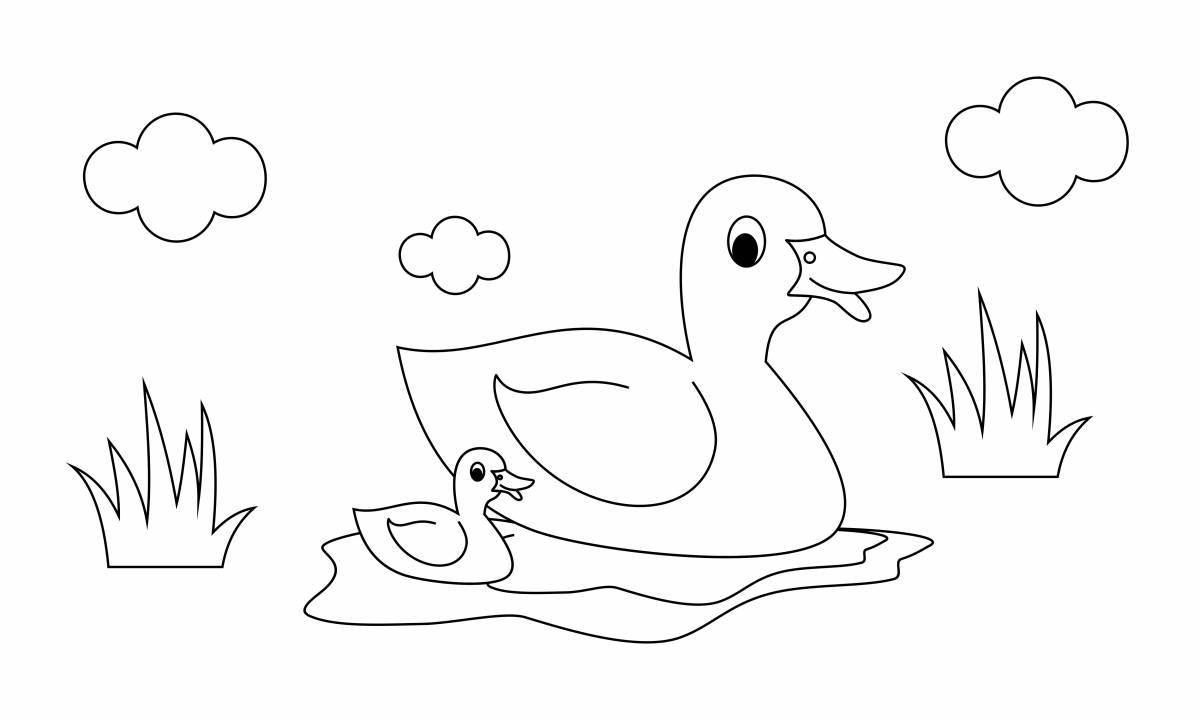 Coloring cute duck for children 3-4 years old