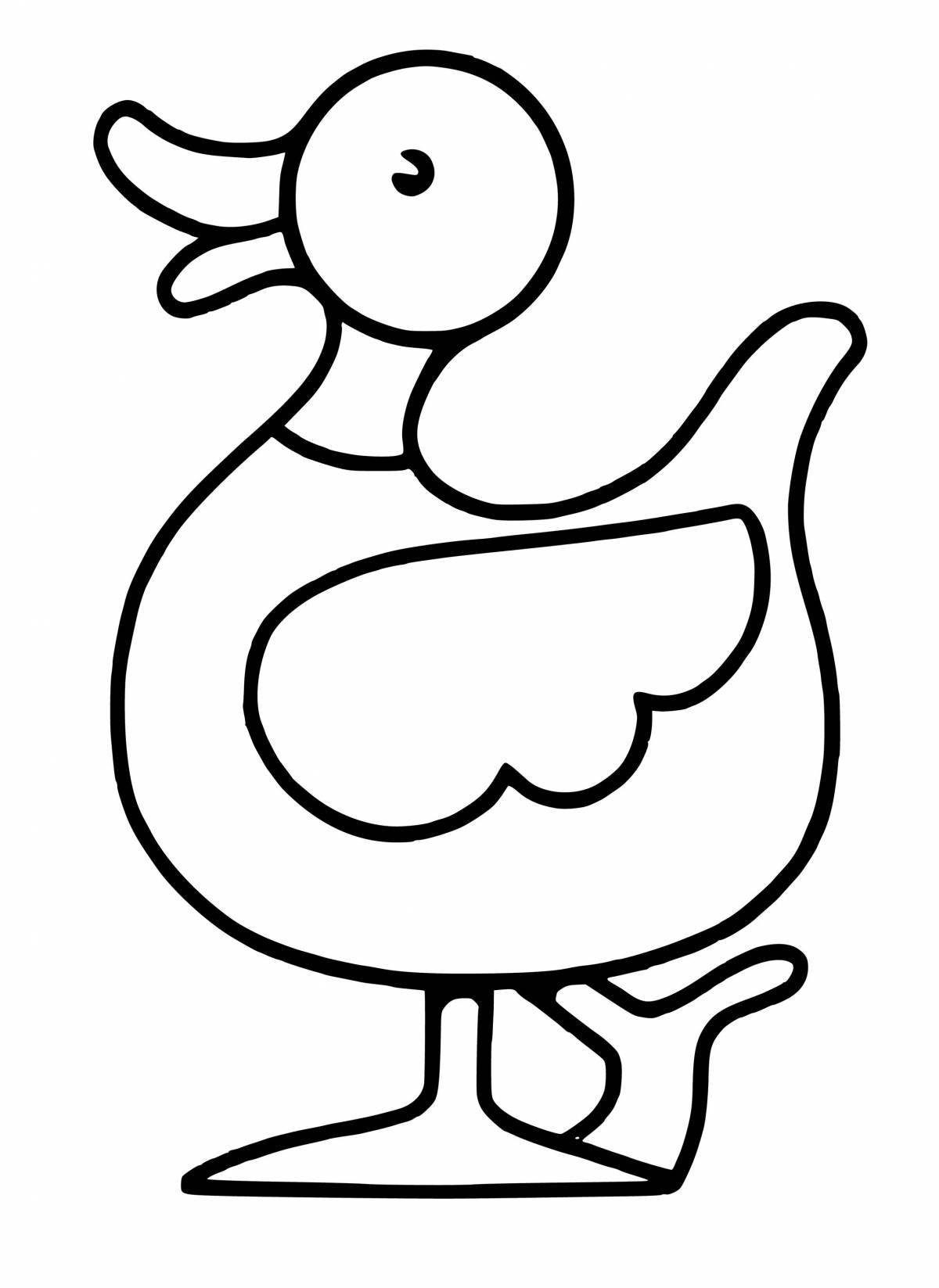 Раскраска очаровательная утка для детей 3-4 лет