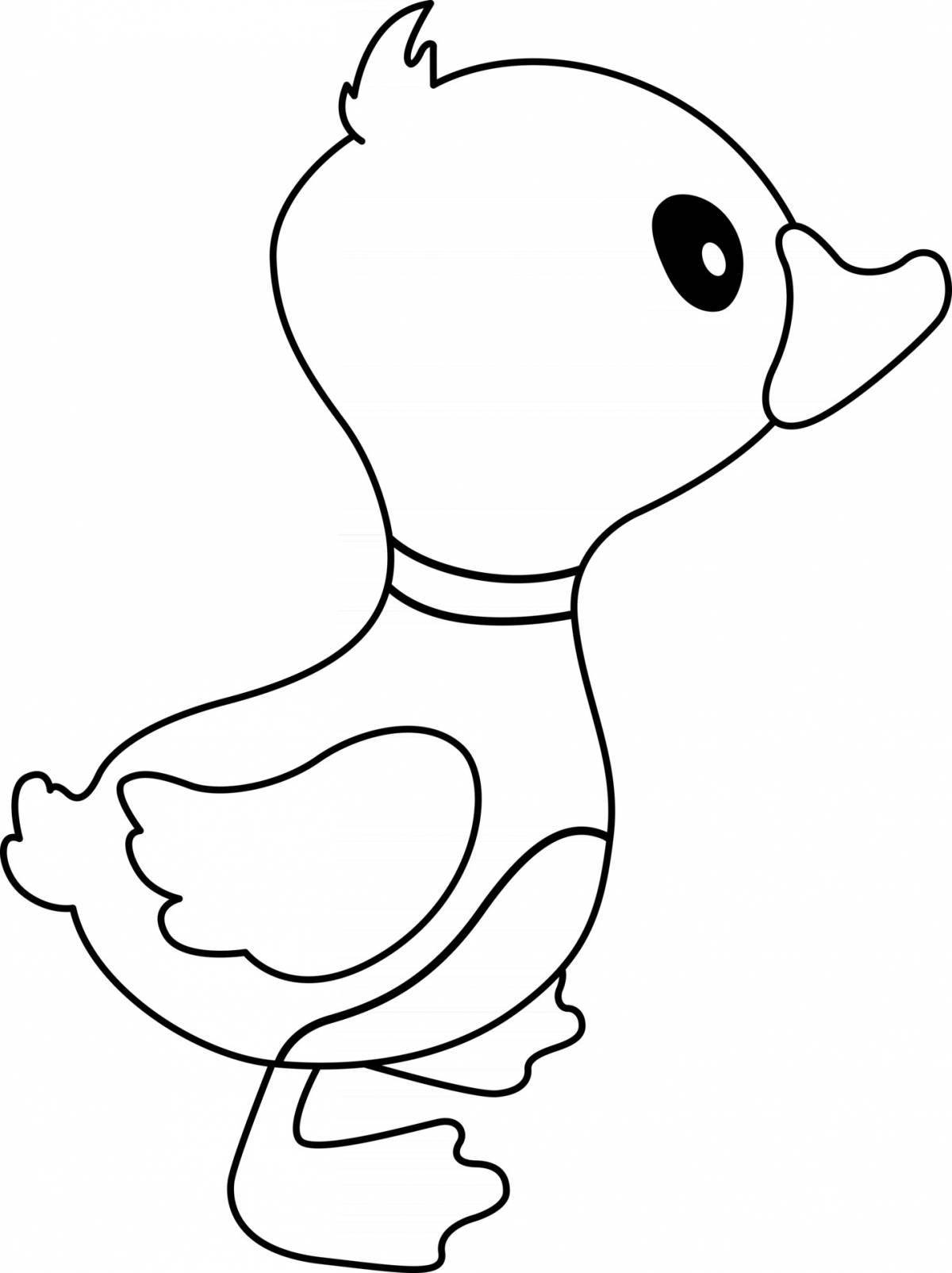 Забавная раскраска утка для детей 3-4 лет