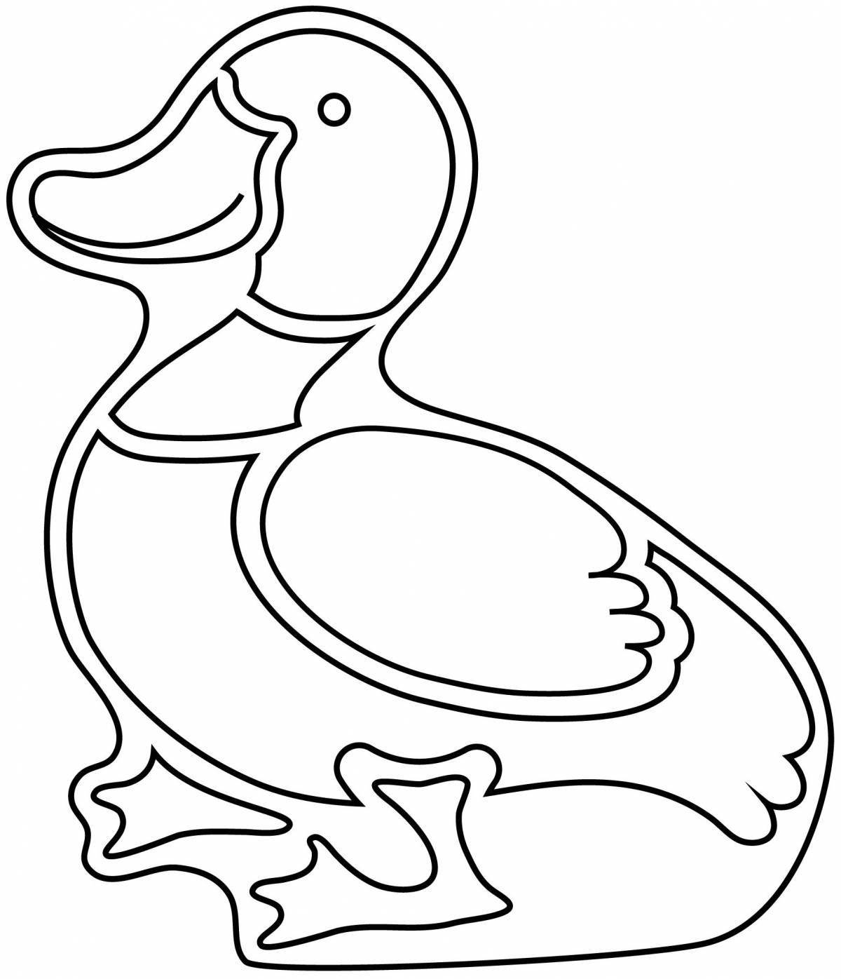 Раскраска утка с цветными брызгами для детей 3-4 лет