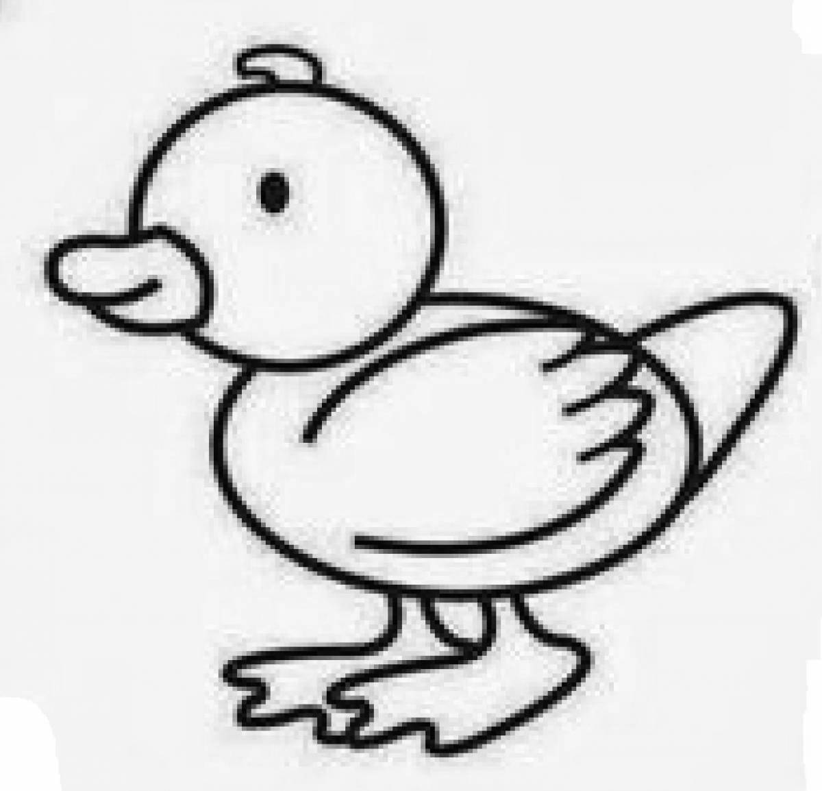 Color-frenzy duck coloring page for children 3-4 years old