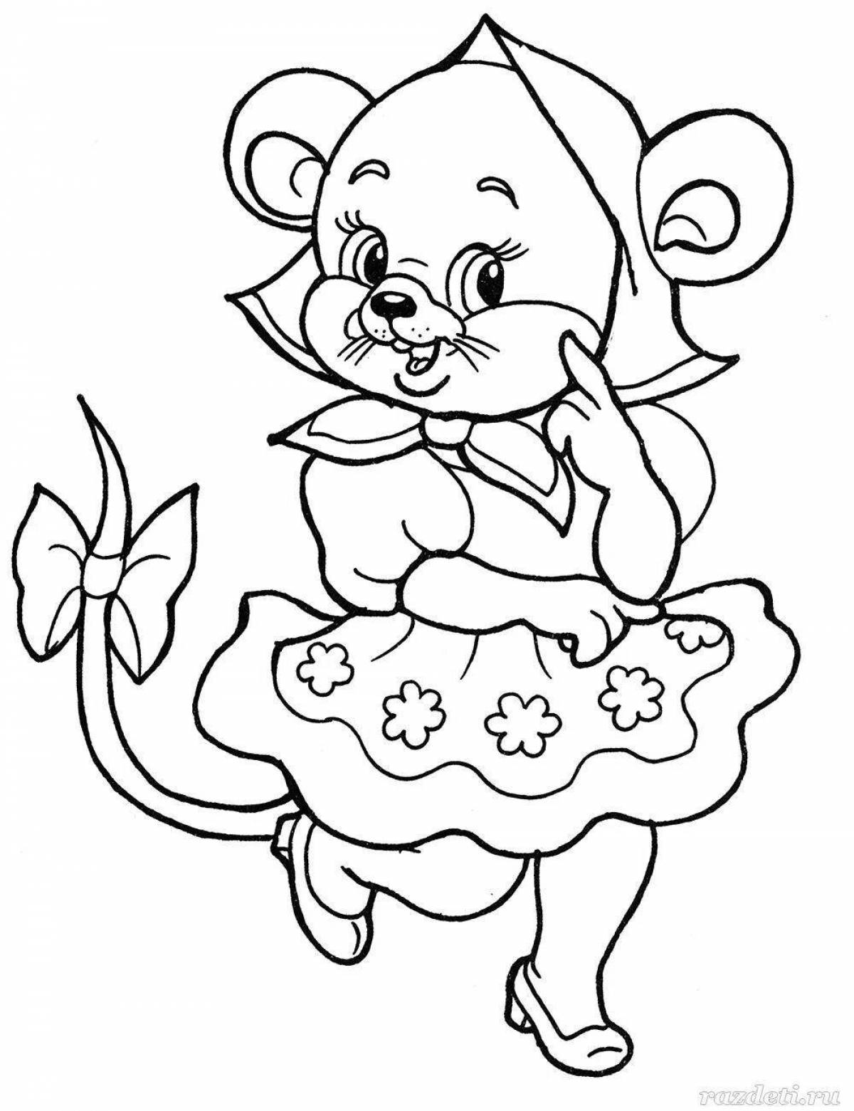 Выдающаяся страница раскраски мыши для детей 4-5 лет