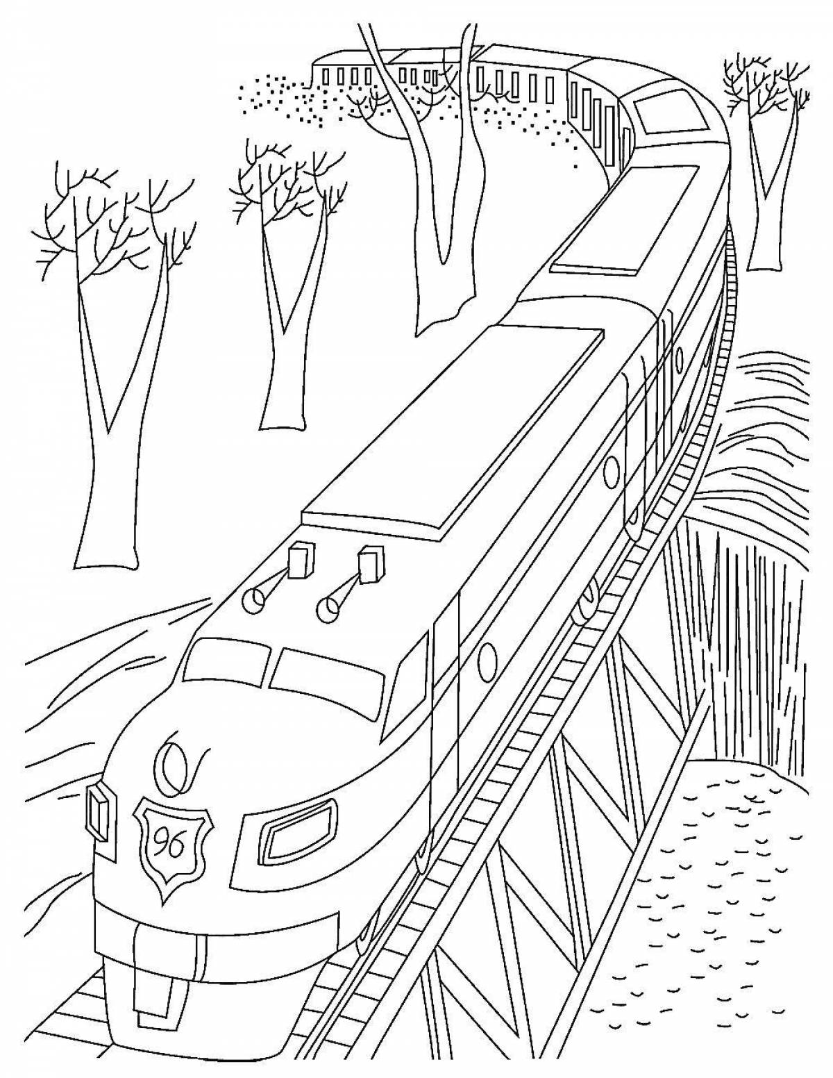 Игривая страница раскраски поезда для дошкольников