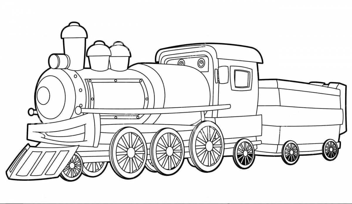 Stimulating train coloring book for kids