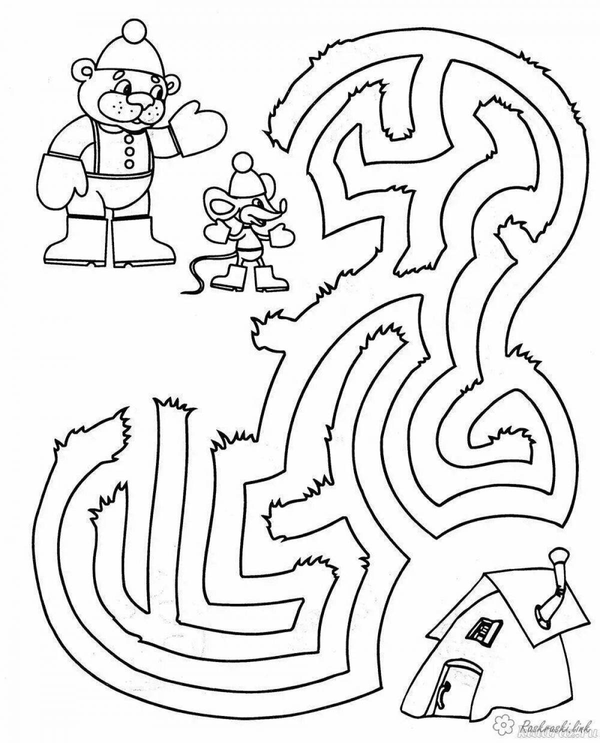 Colourful maze coloring book for kids