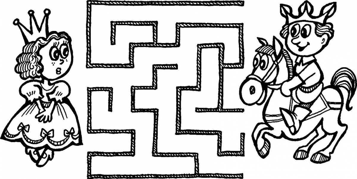 Complex coloring maze for kids
