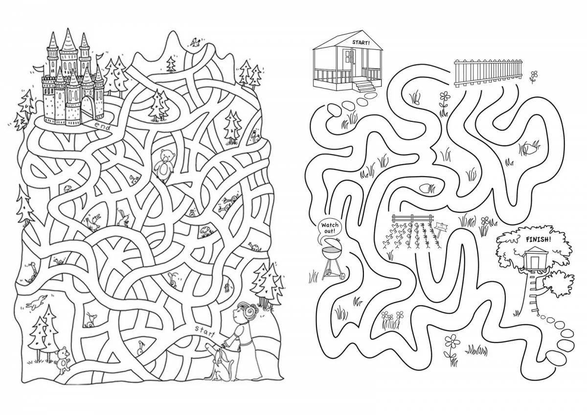 Stimulating maze coloring book for 4 year olds