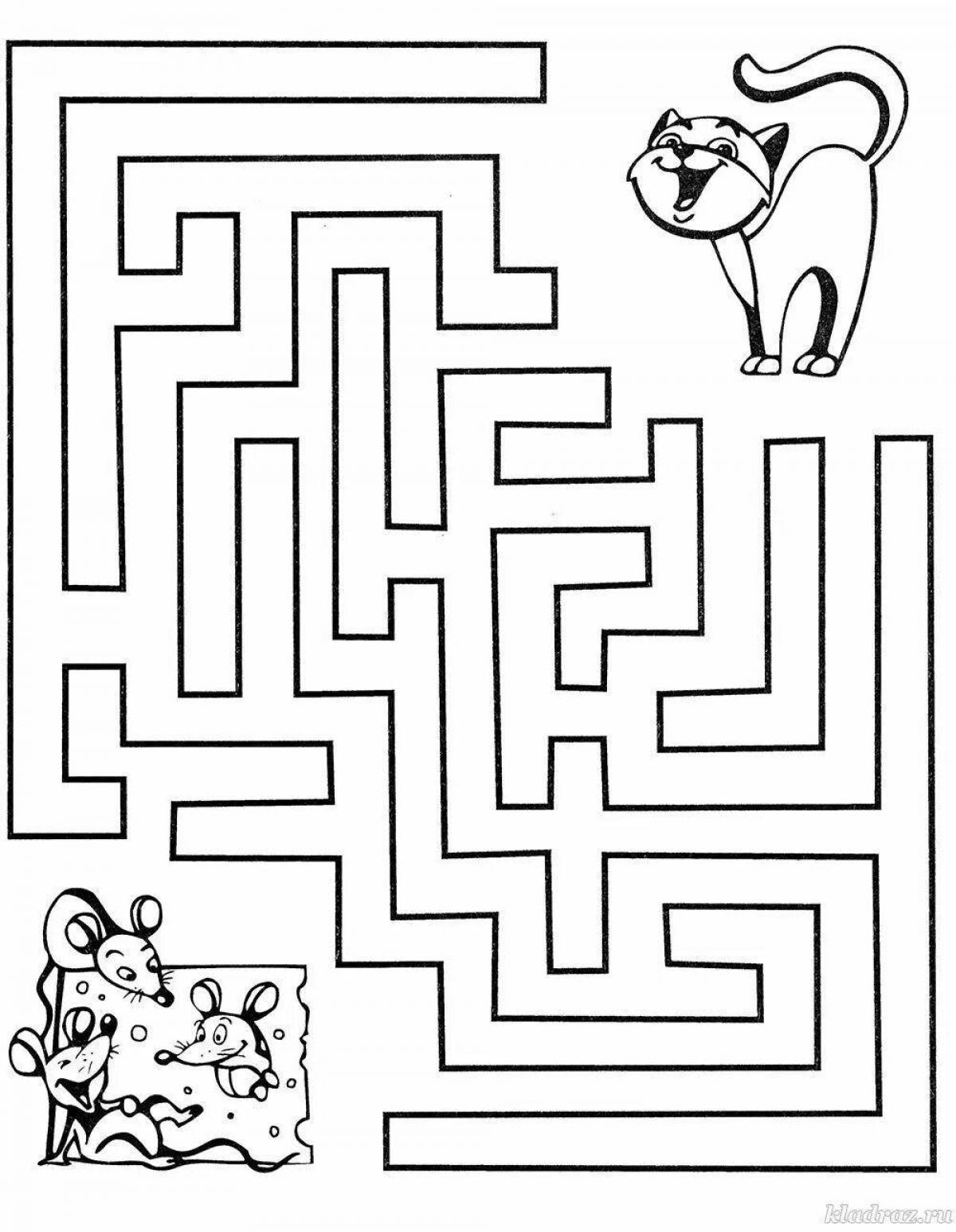 Educational maze coloring book for 4 year olds