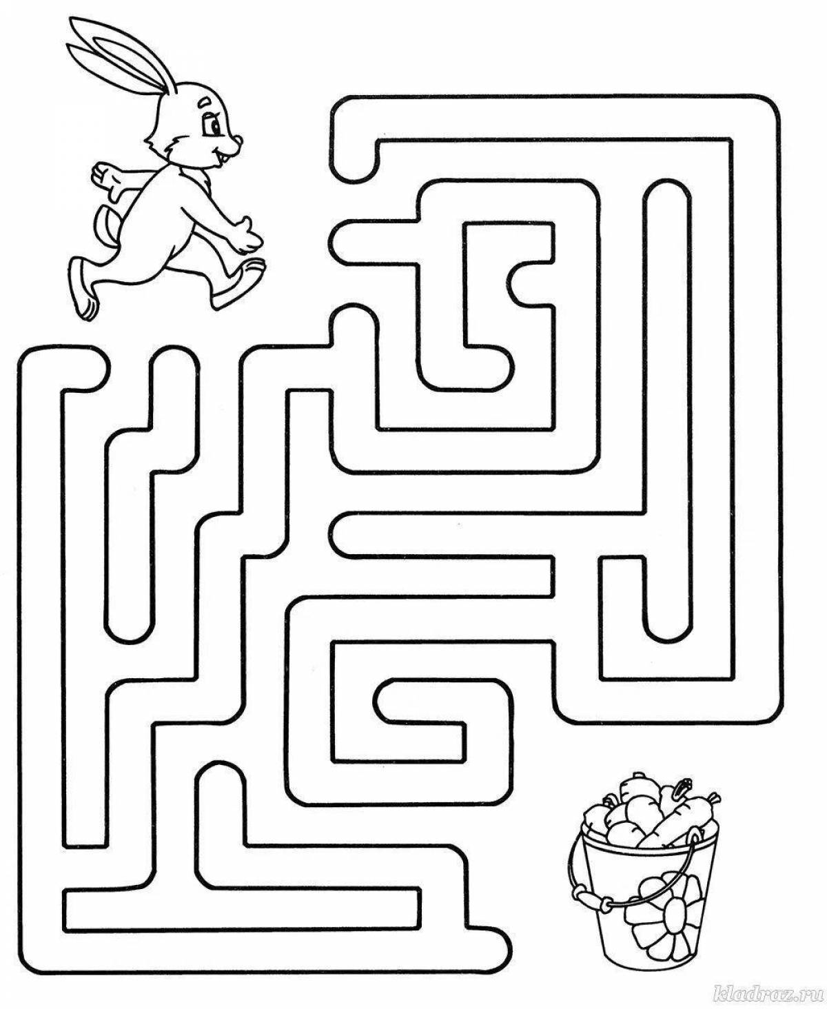 Colourful coloring maze for children 4 years old