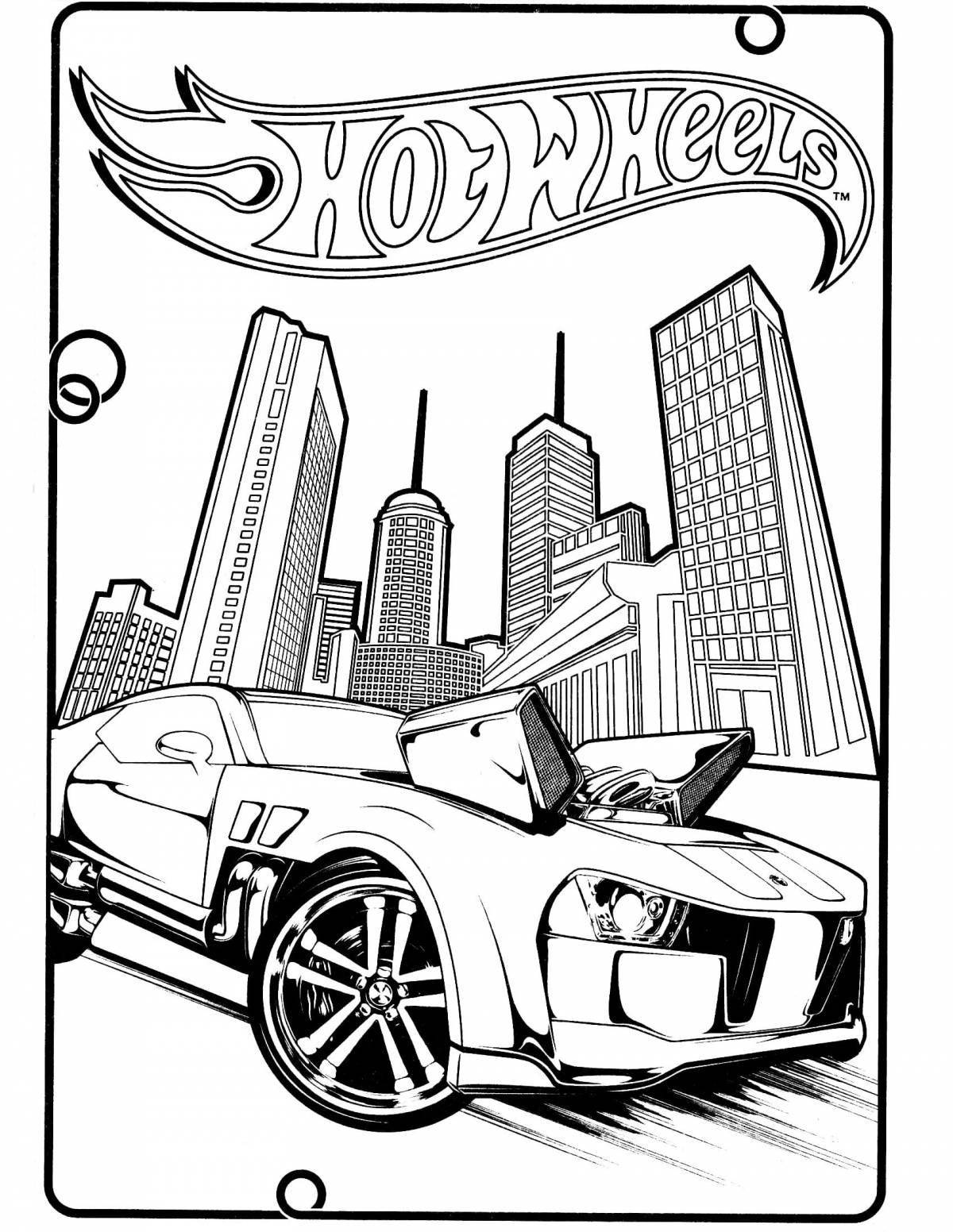 Colourful hot wheels coloring pages for kids