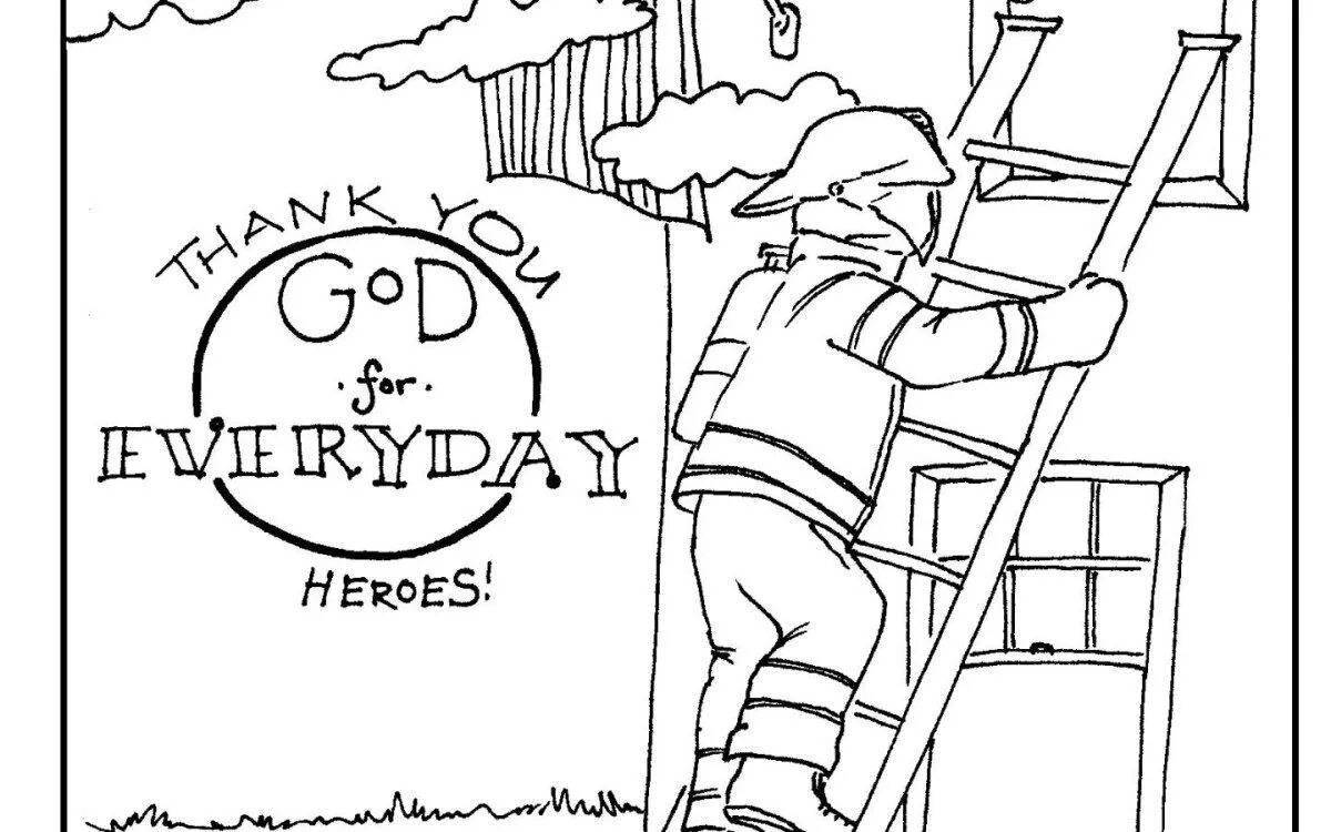 Illuminating fire safety coloring page for kindergarten