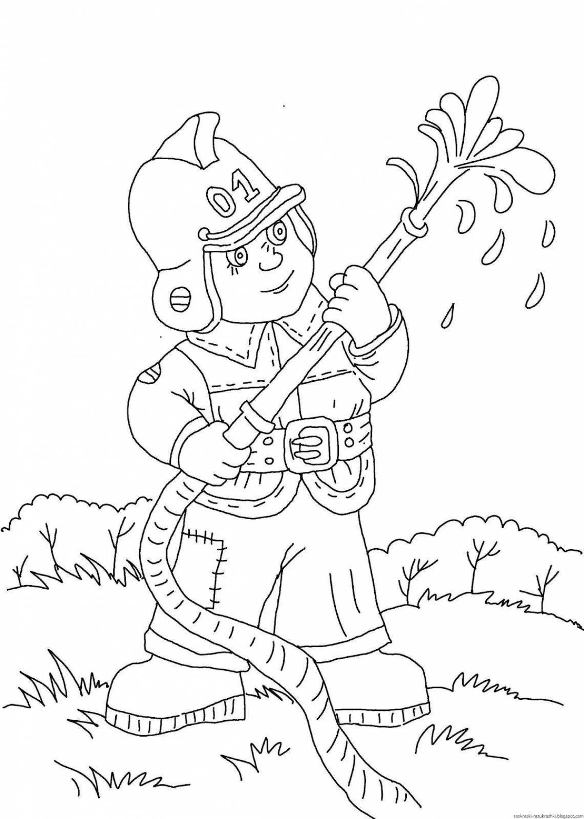 Creative fire safety coloring book for kindergarten