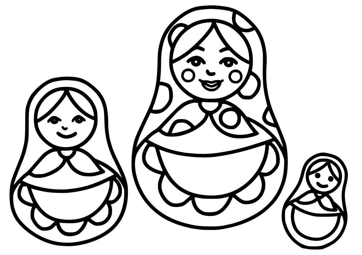Coloring Russian matryoshka for children 6-7 years old