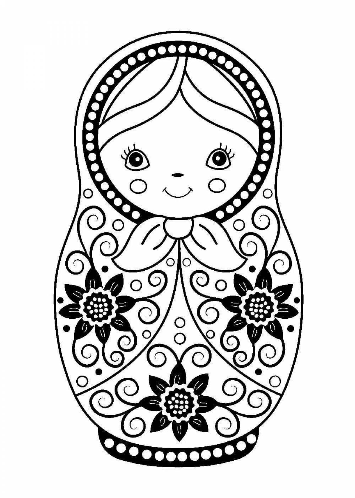 Fun Russian matryoshka coloring book for 6-7 year olds