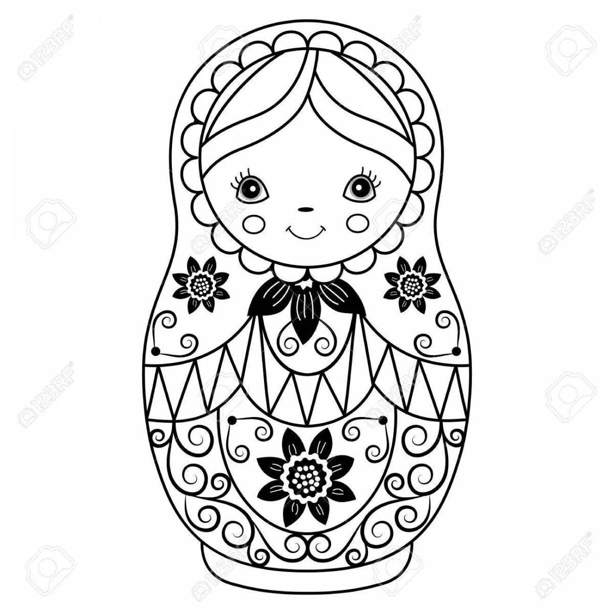 Gorgeous Russian matryoshka coloring book for kids 6-7 years old