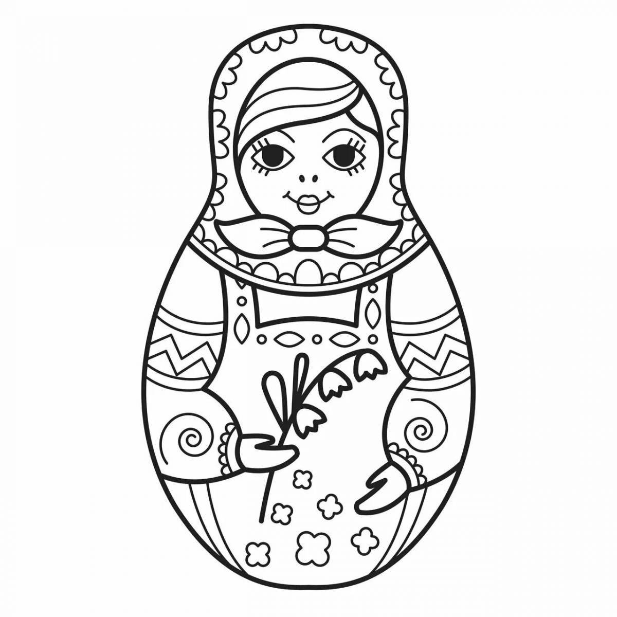 Magic Russian matryoshka coloring book for children 6-7 years old