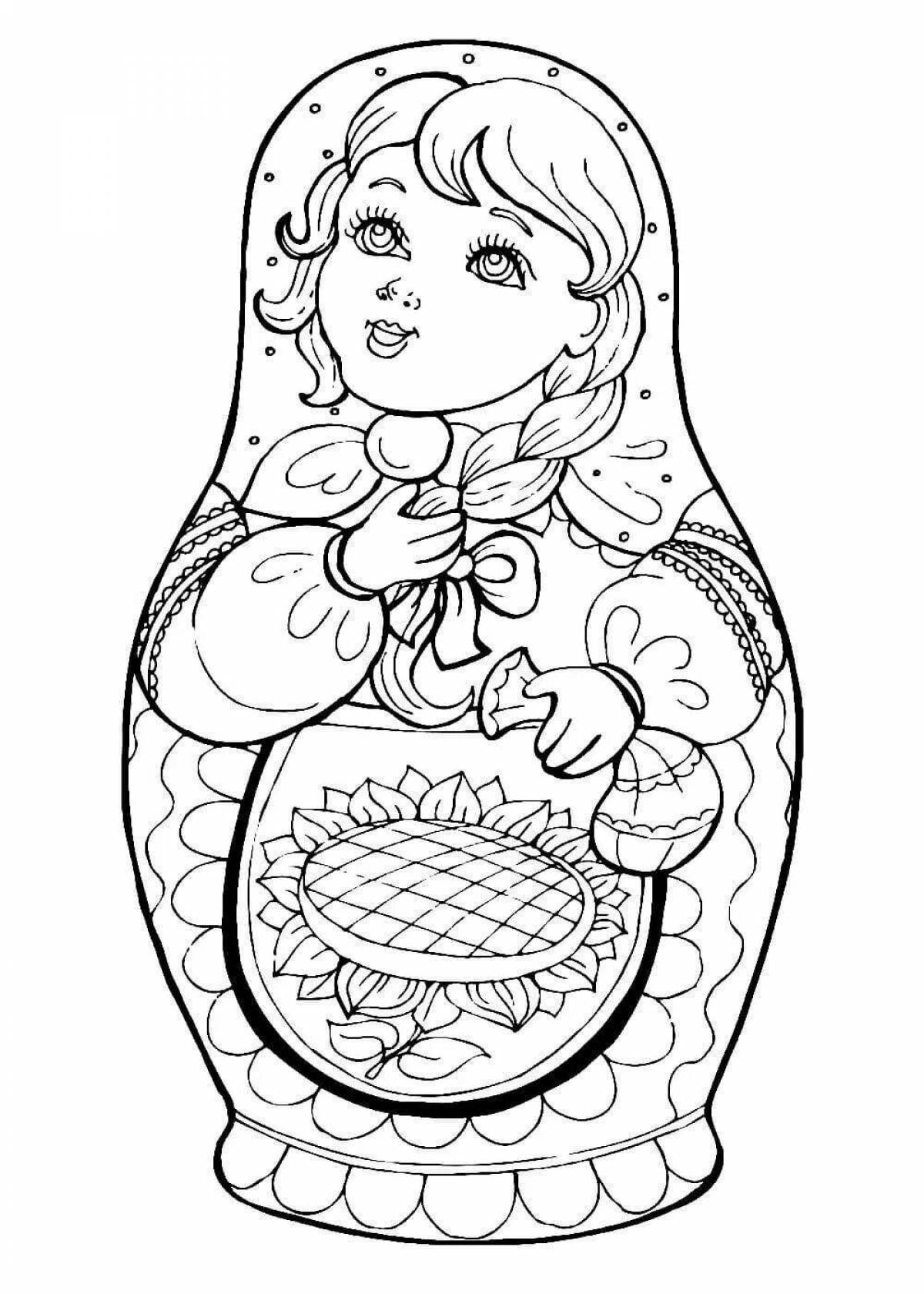 Fancy Russian matryoshka coloring book for 6-7 year olds