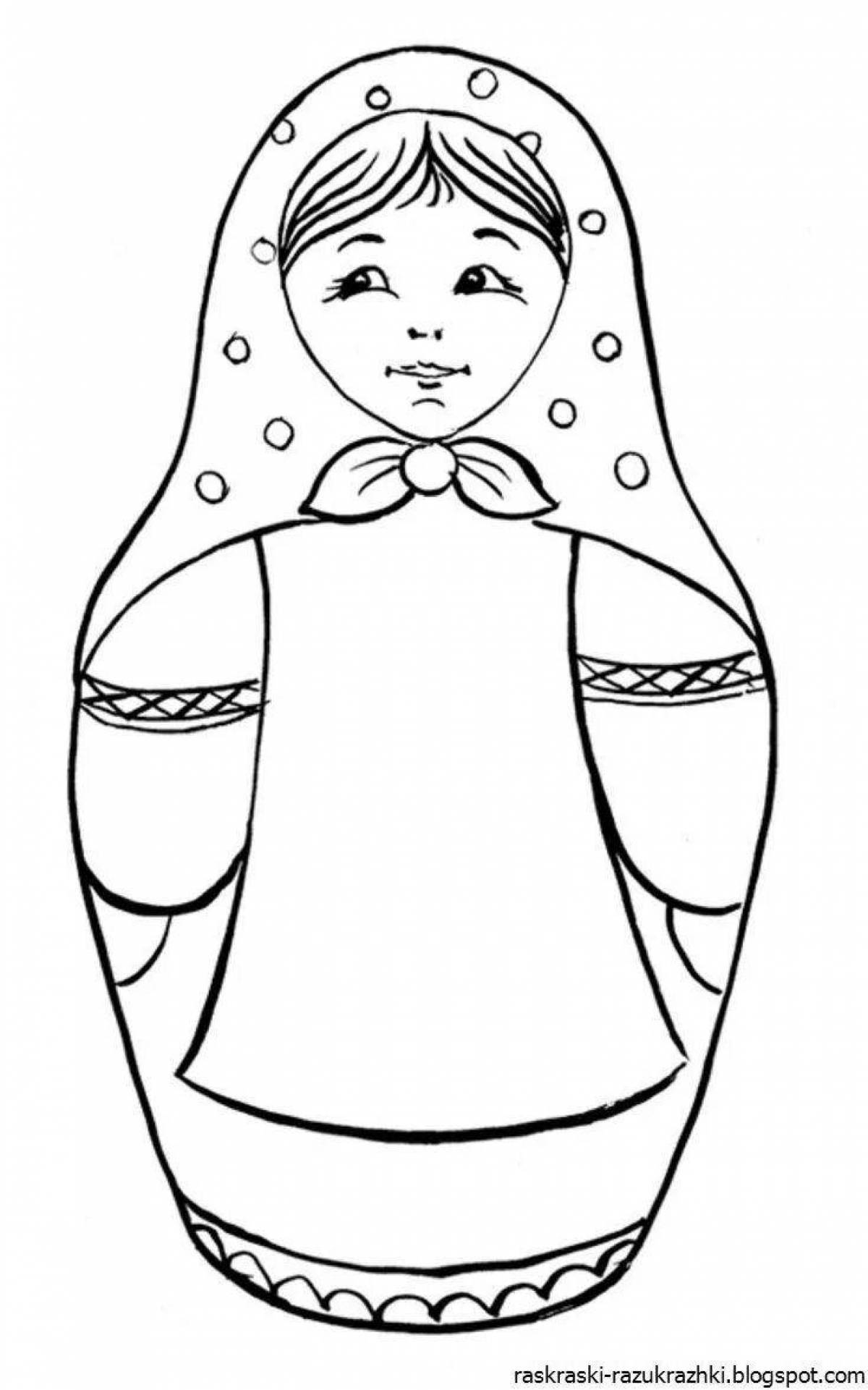 Attractive Russian matryoshka coloring book for 6-7 year olds