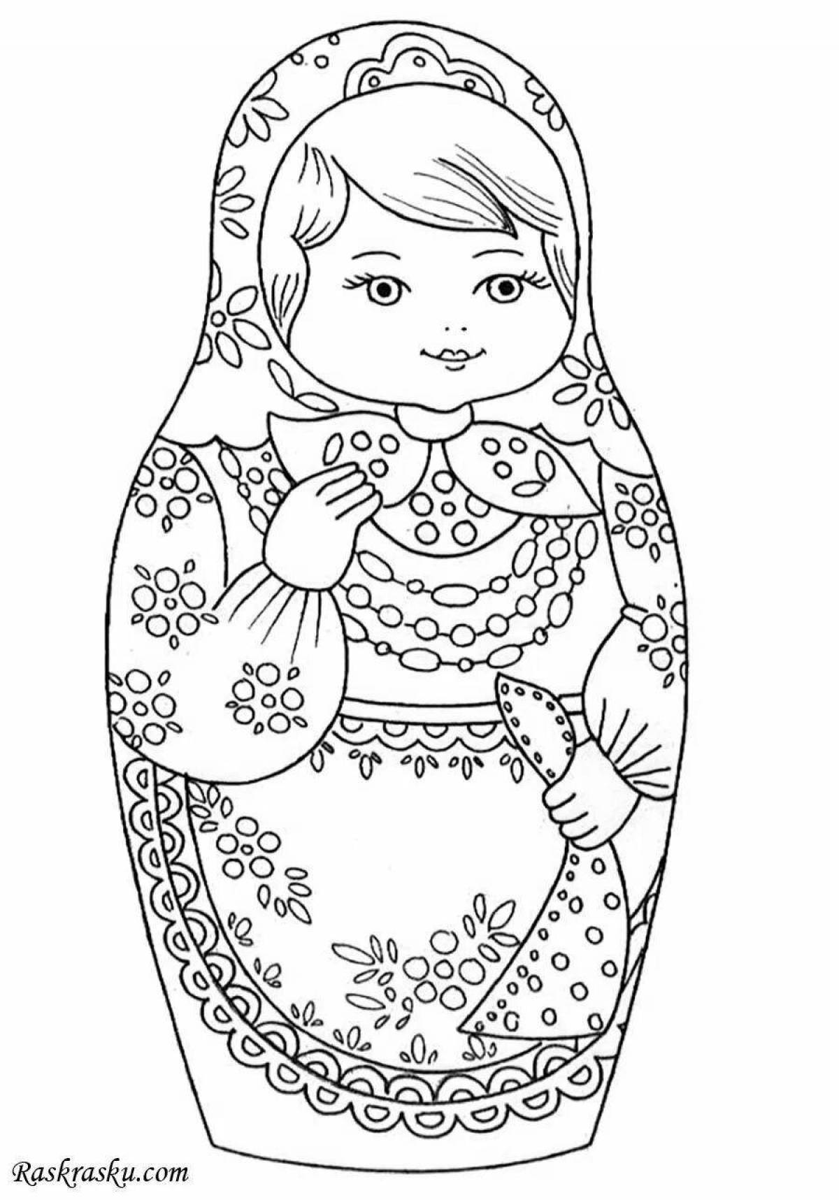 A fascinating Russian matryoshka coloring book for children 6-7 years old
