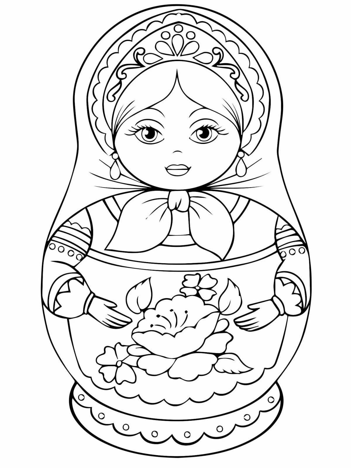 Creative Russian matryoshka coloring book for 6-7 year olds
