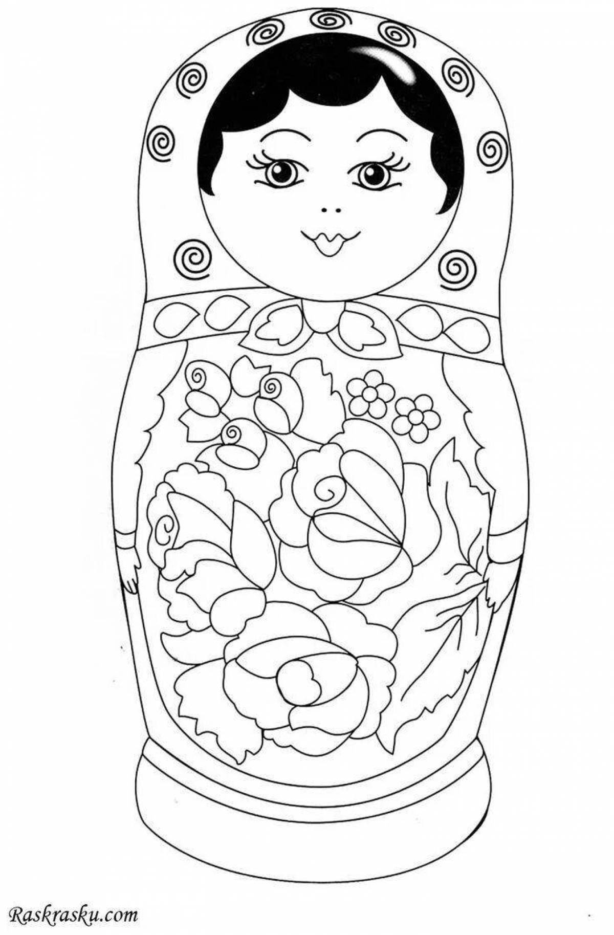 Dazzling Russian matryoshka coloring book for 6-7 year olds