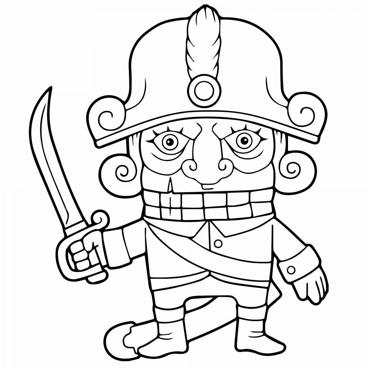 Coloring book funny nutcracker and mouse king