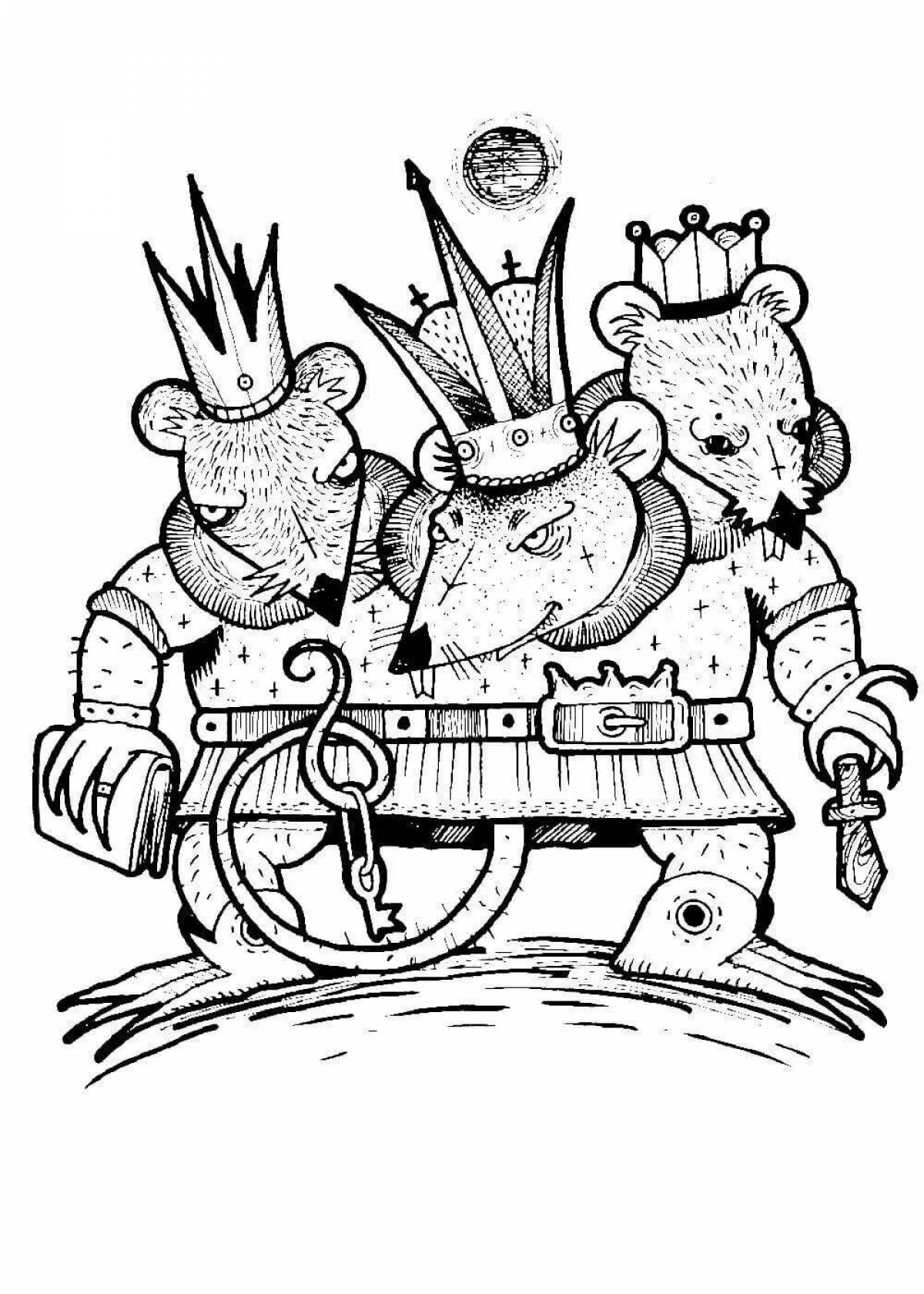 Coloring book funny nutcracker and mouse king