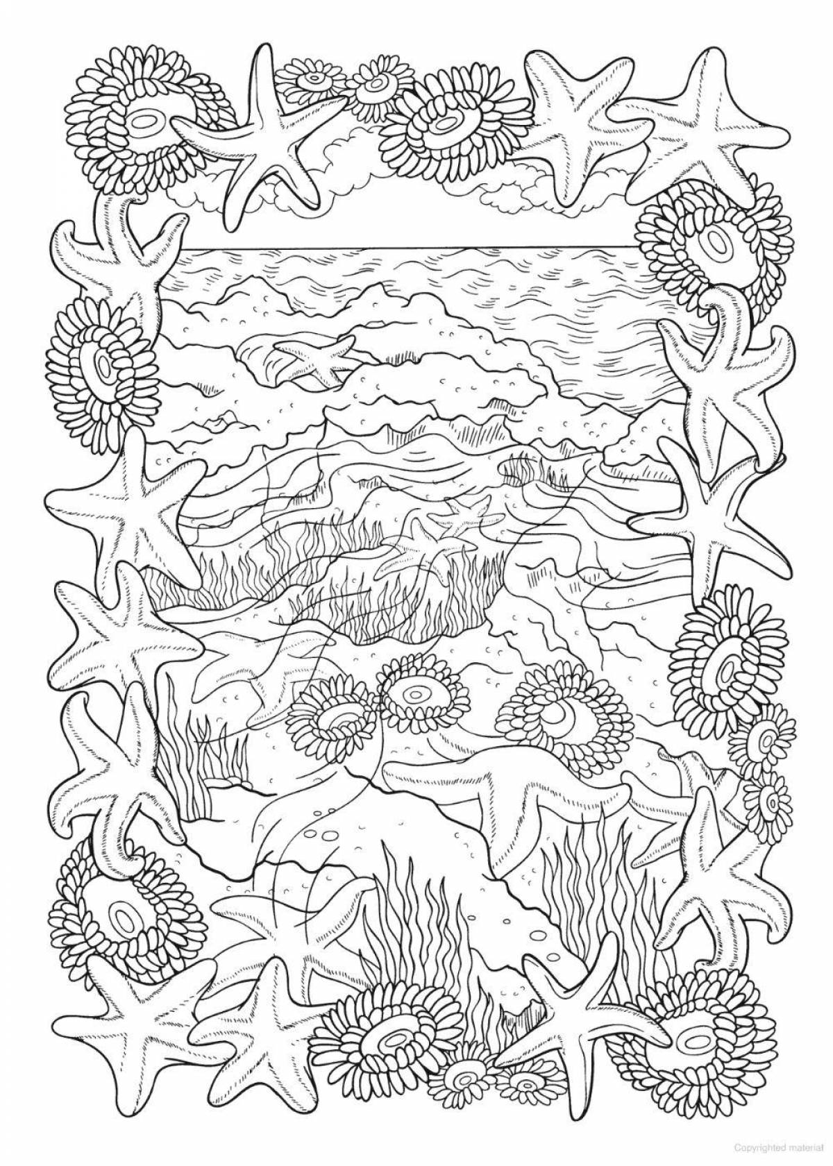 Peaceful coloring sea therapy antistress for adults polbennikova