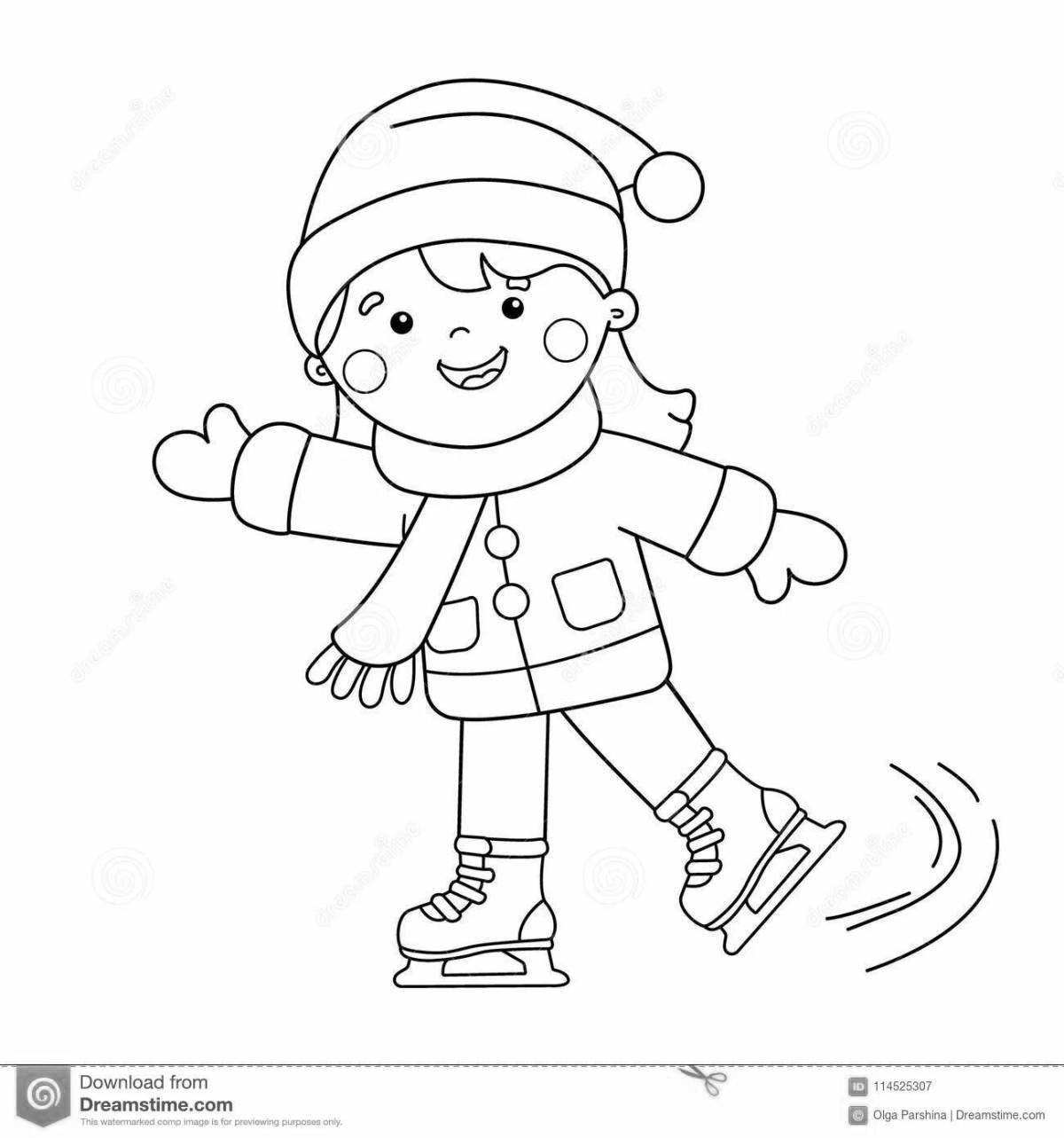 Radiant winter sports coloring book for preschoolers