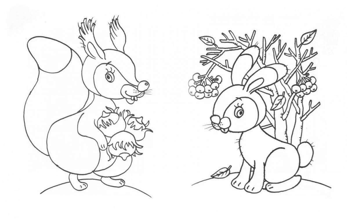 Coloring pages of forest animals for children 3-4 years old